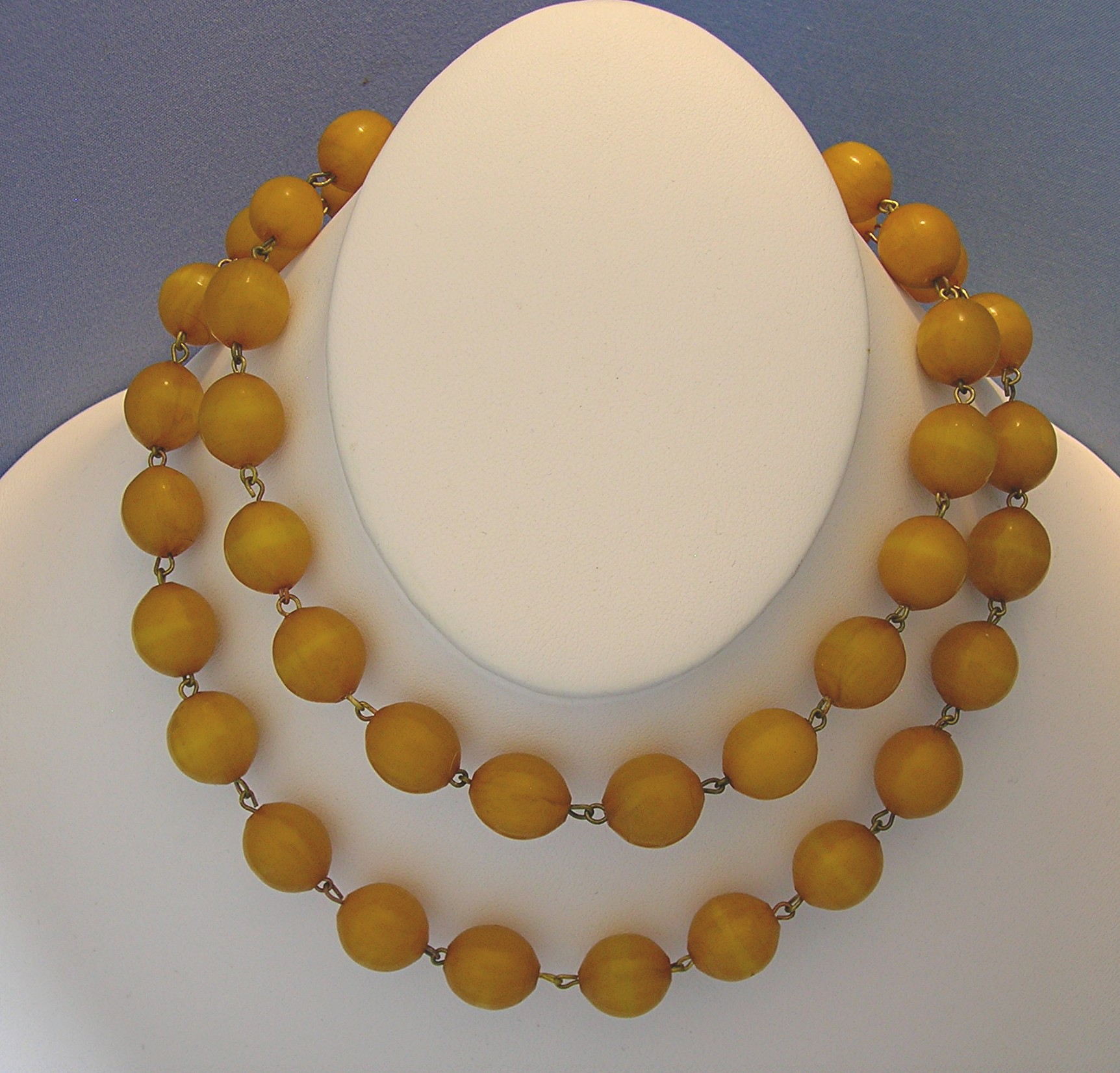 Bakelite Amber Color  Chain Link Necklace 30 Inch
