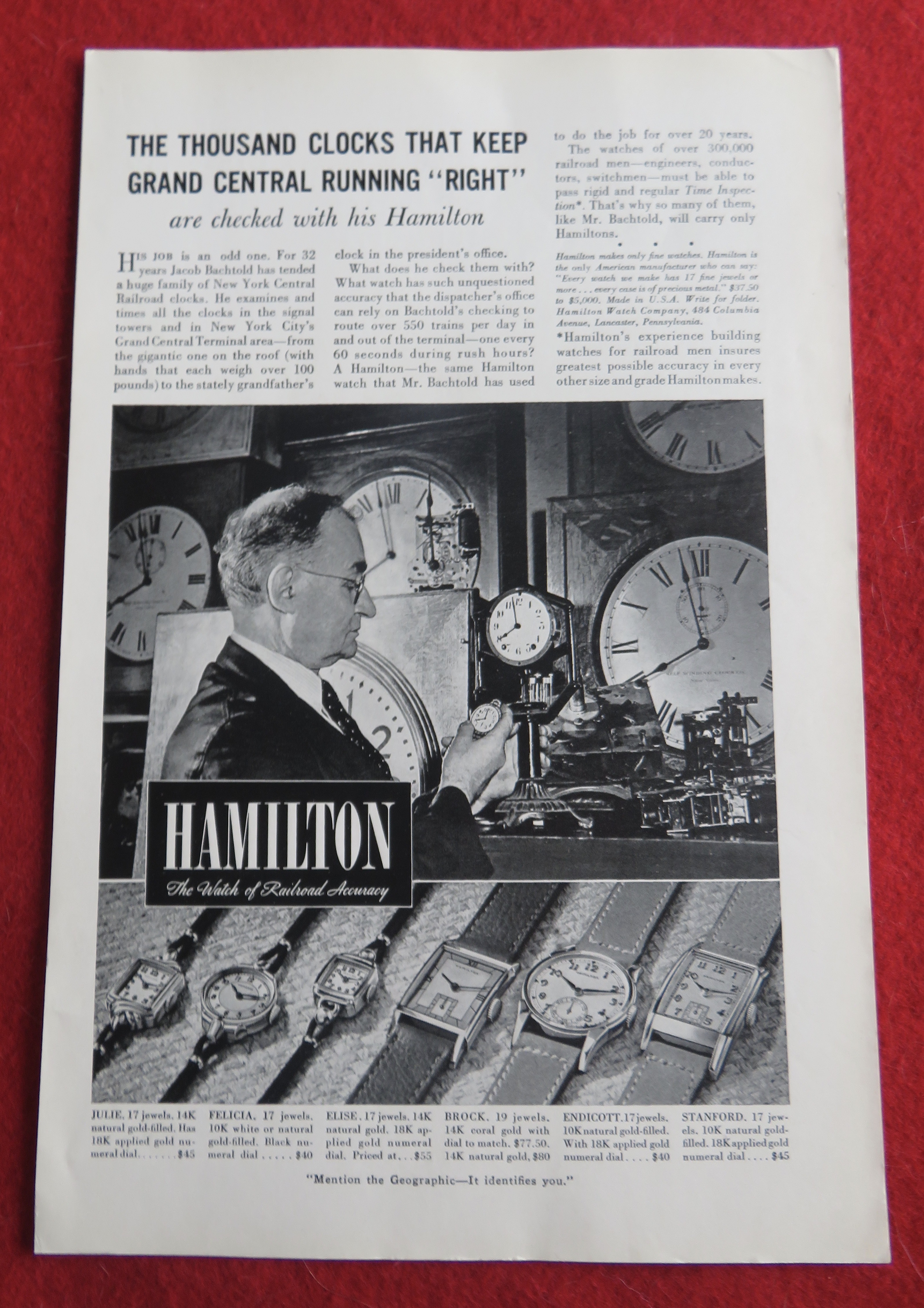 1940 Hamilton Watch with Man Setting Clocks