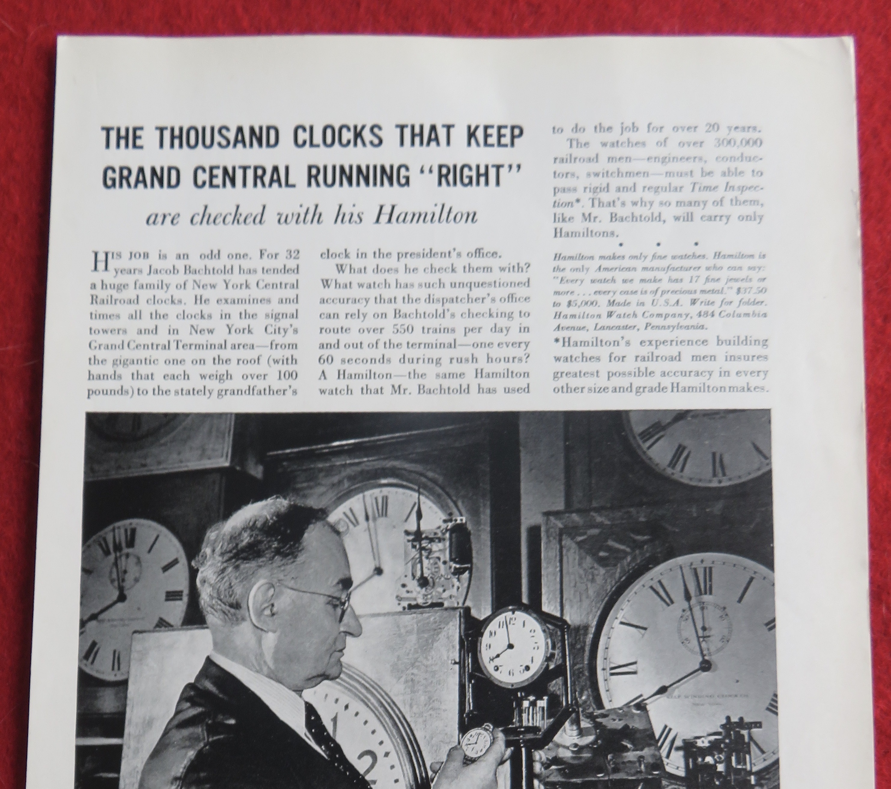 1940 Hamilton Watch with Man Setting Clocks