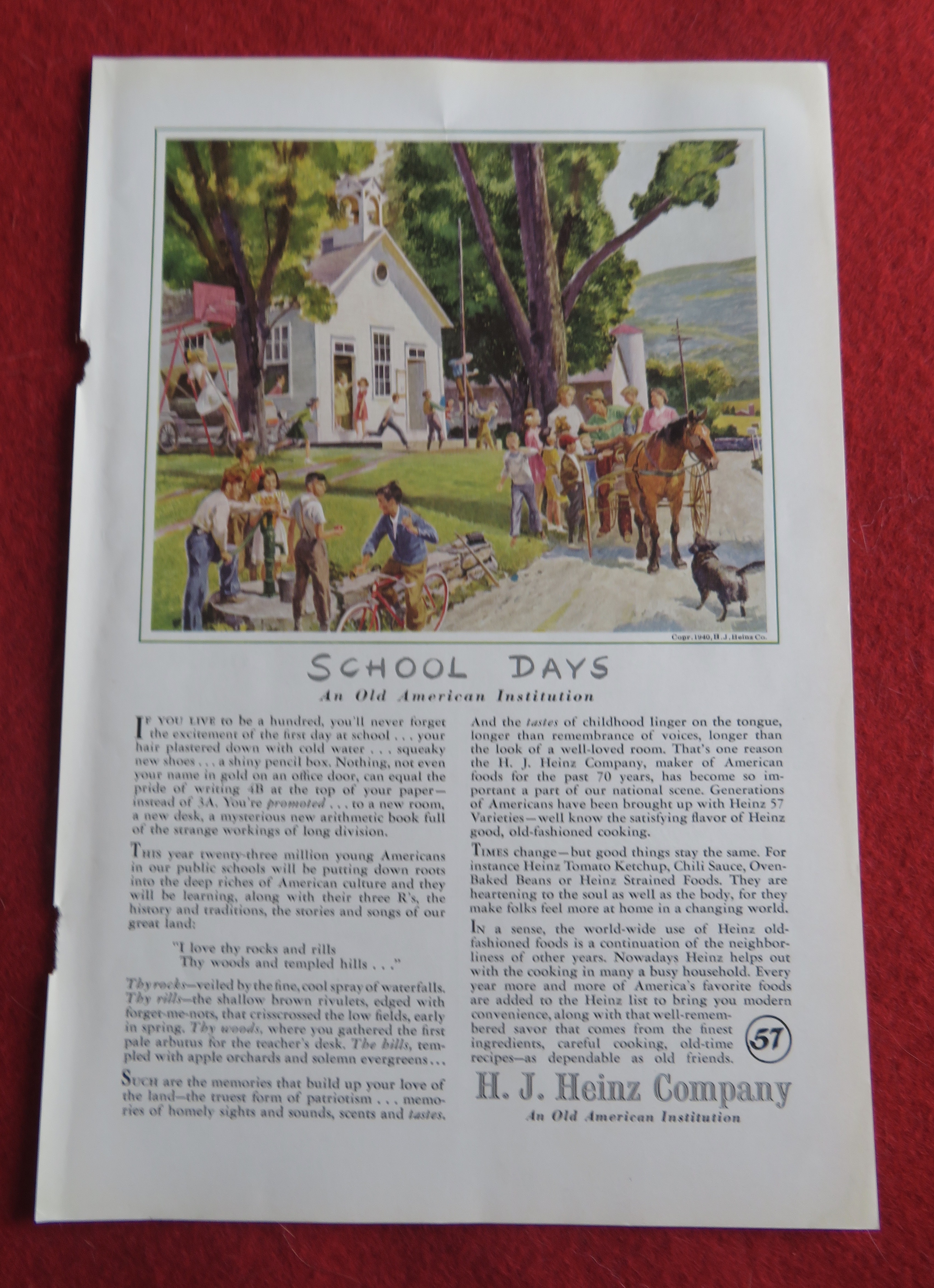 1940 H.  J. Heinz Company with School Days