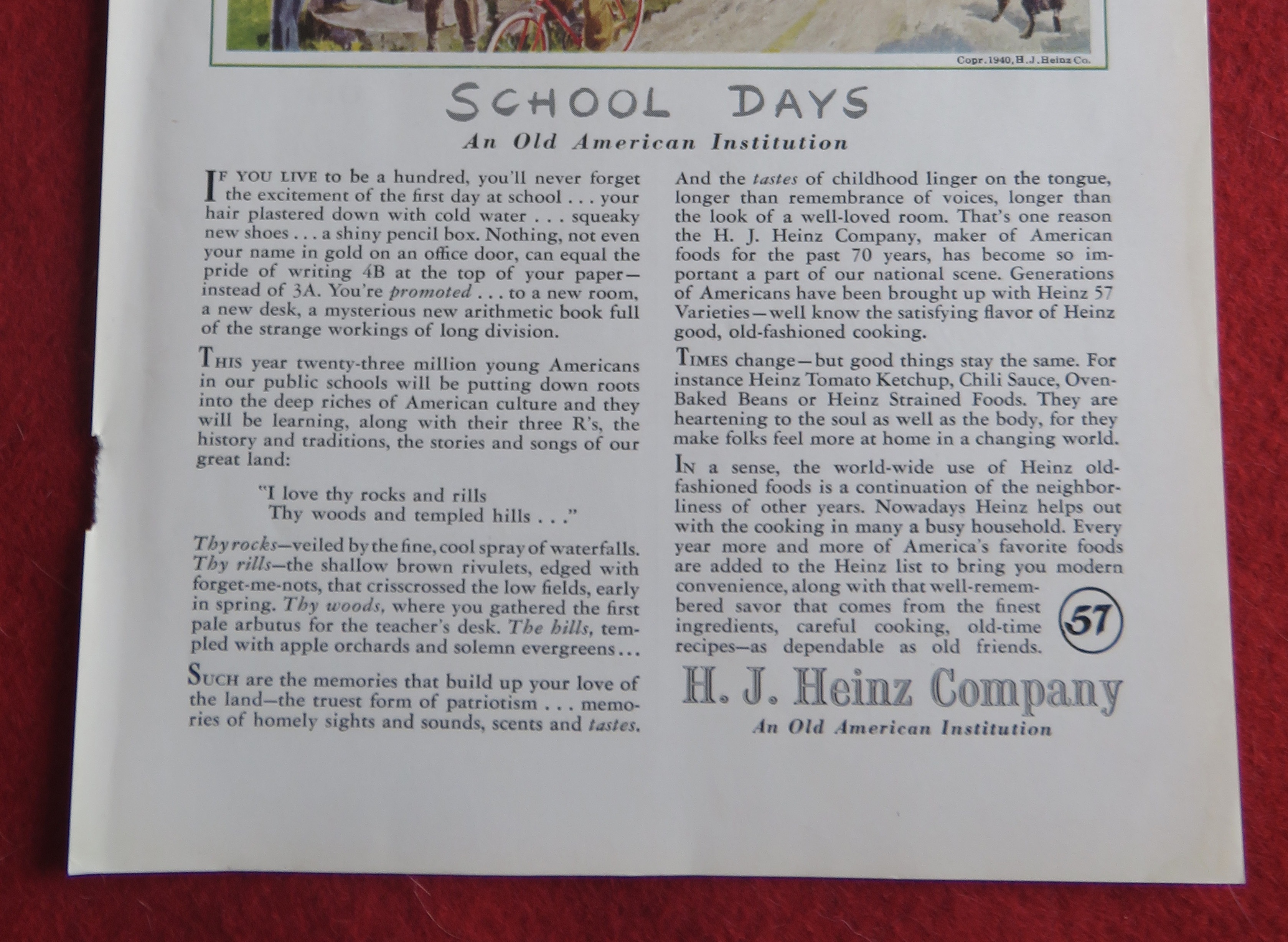 1940 H.  J. Heinz Company with School Days