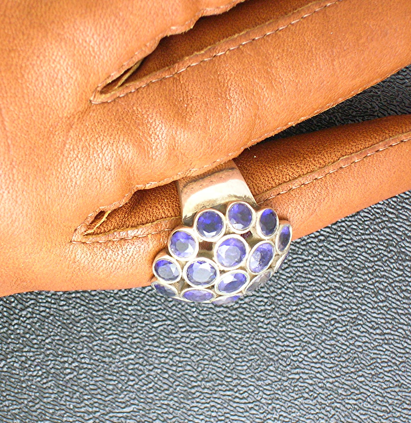 Sterling Silver Blue Iolite Dome Ring