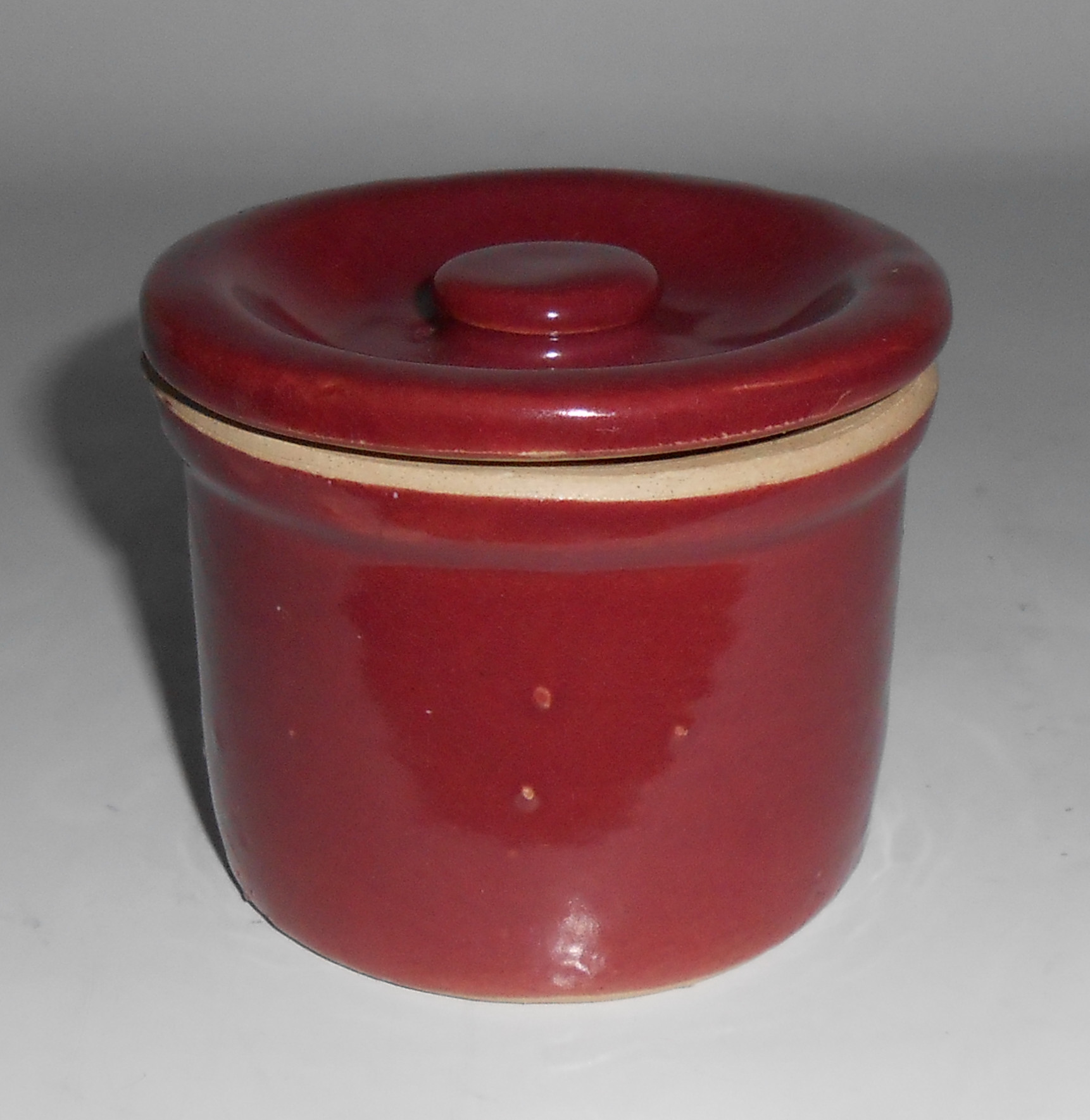 Zanesville Stoneware Pottery Red Cheese Jar! MINT