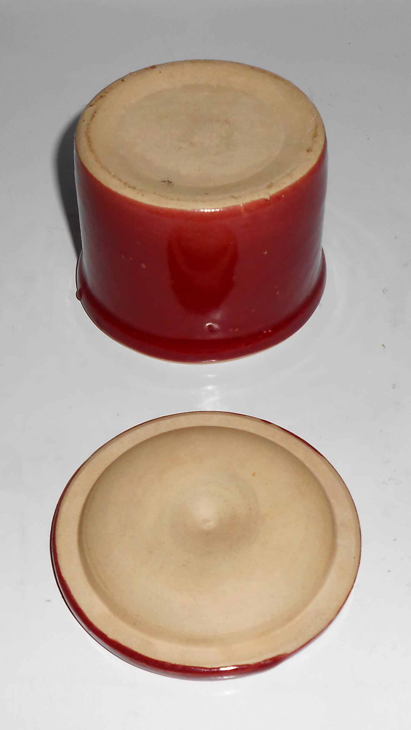 Zanesville Stoneware Pottery Red Cheese Jar! MINT