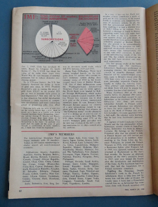Time Magazine March 29, 1968 Monetary Fund's Schweitzer