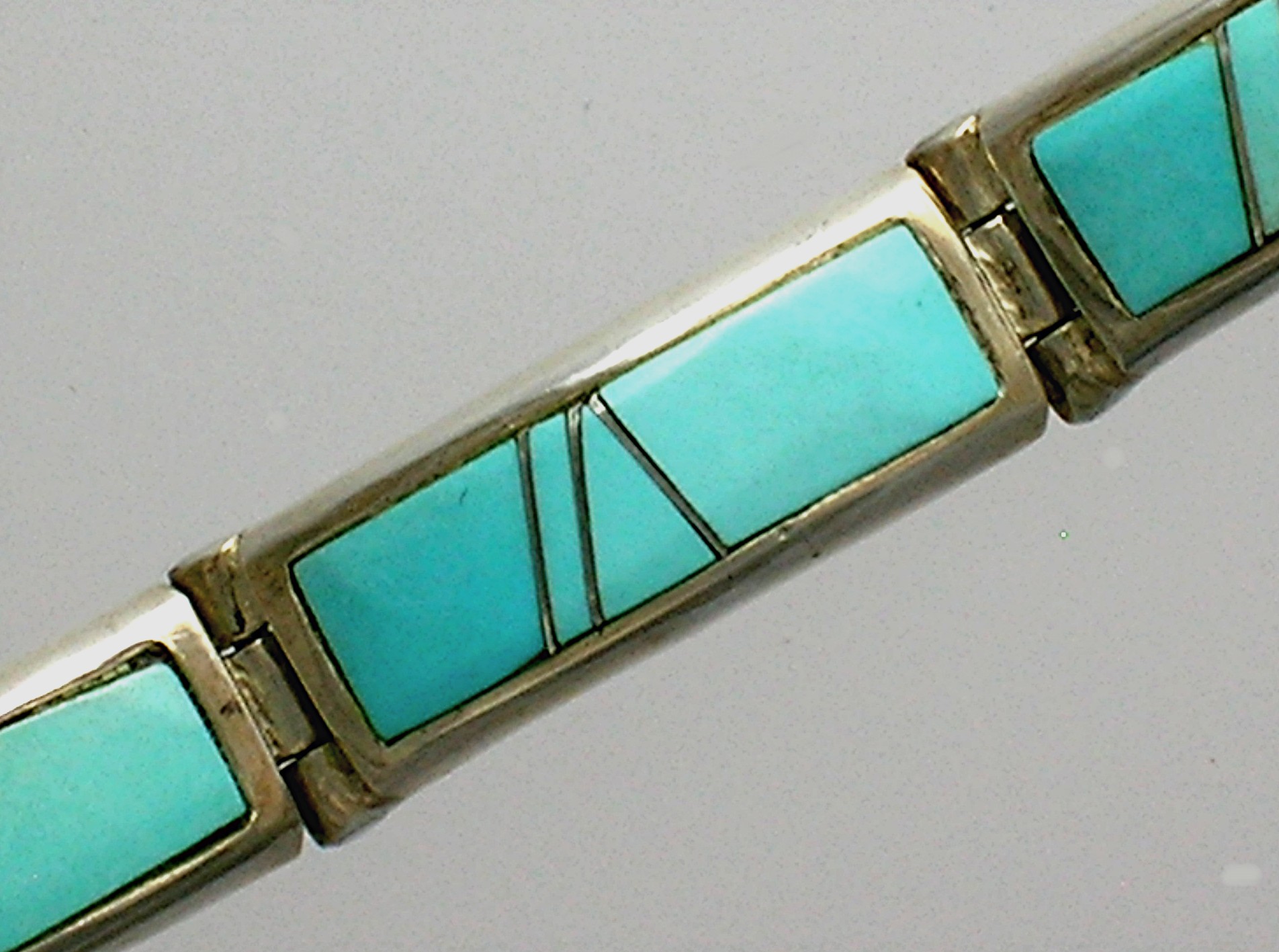Navajo Calvin Begay Turquoise Inlay Sterling Silver Bra