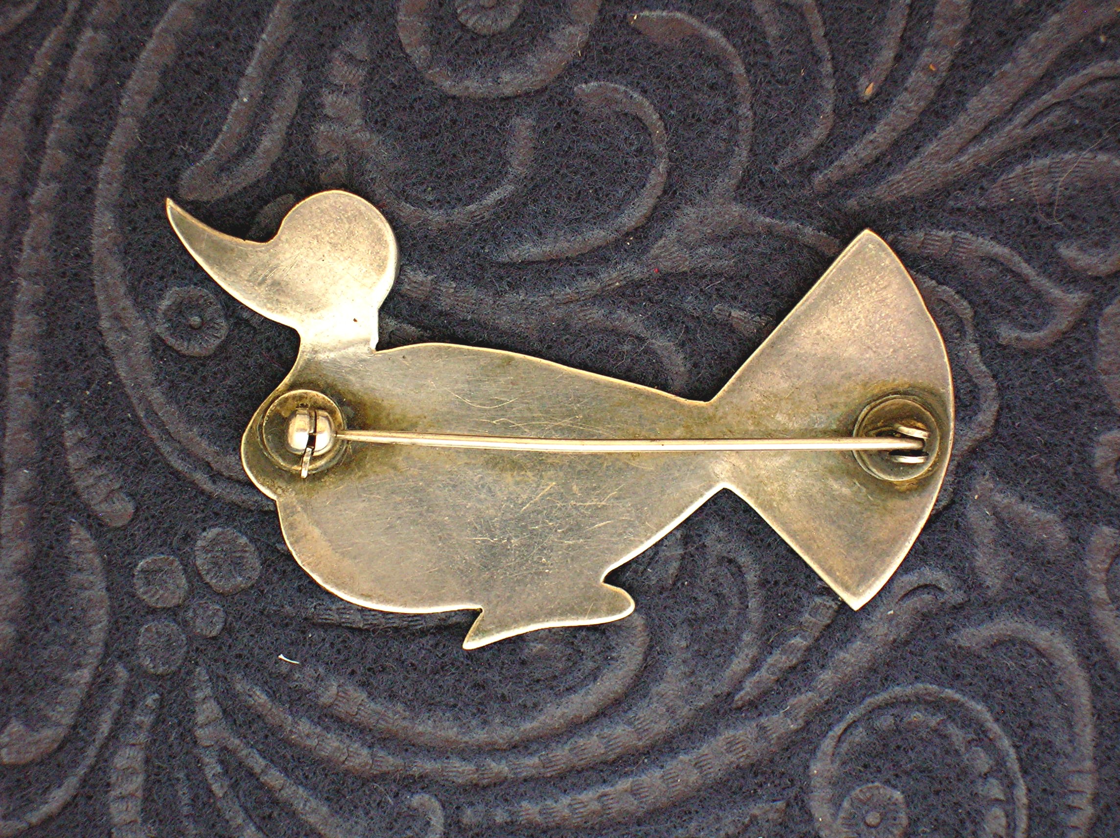 Sterling Silver Turquoise Antique Duck Brooch Pin