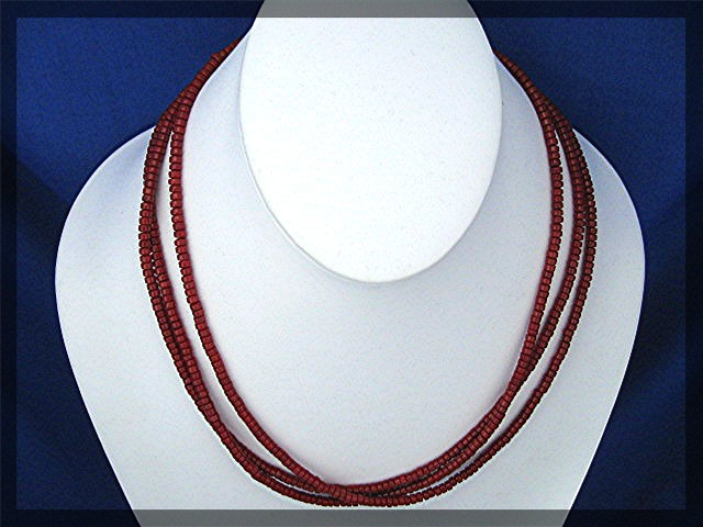 Coral 3 Strand Sterling Silver Hook Clasp Necklace