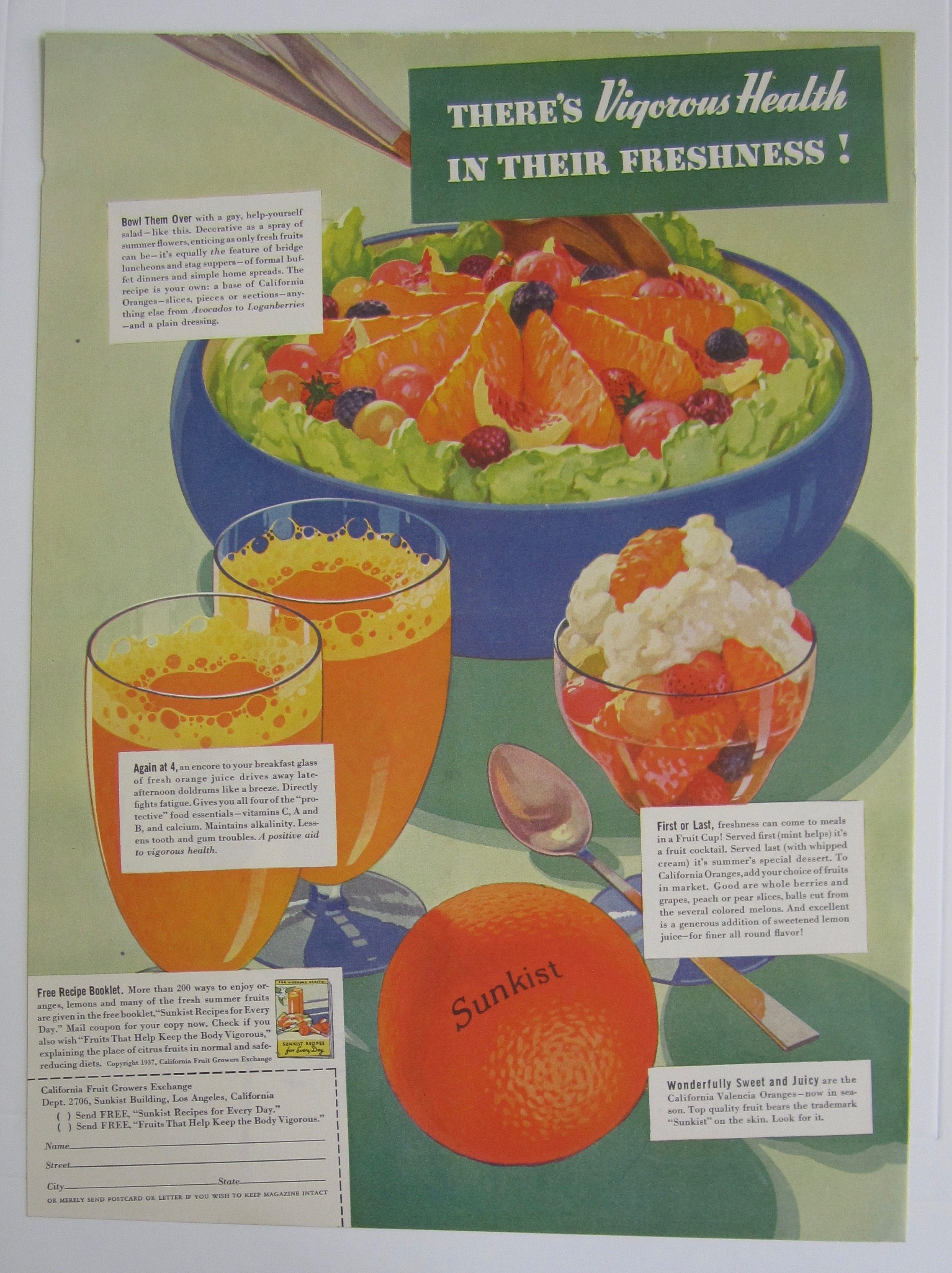 1937 Sunkist Oranges with Vigorous Health