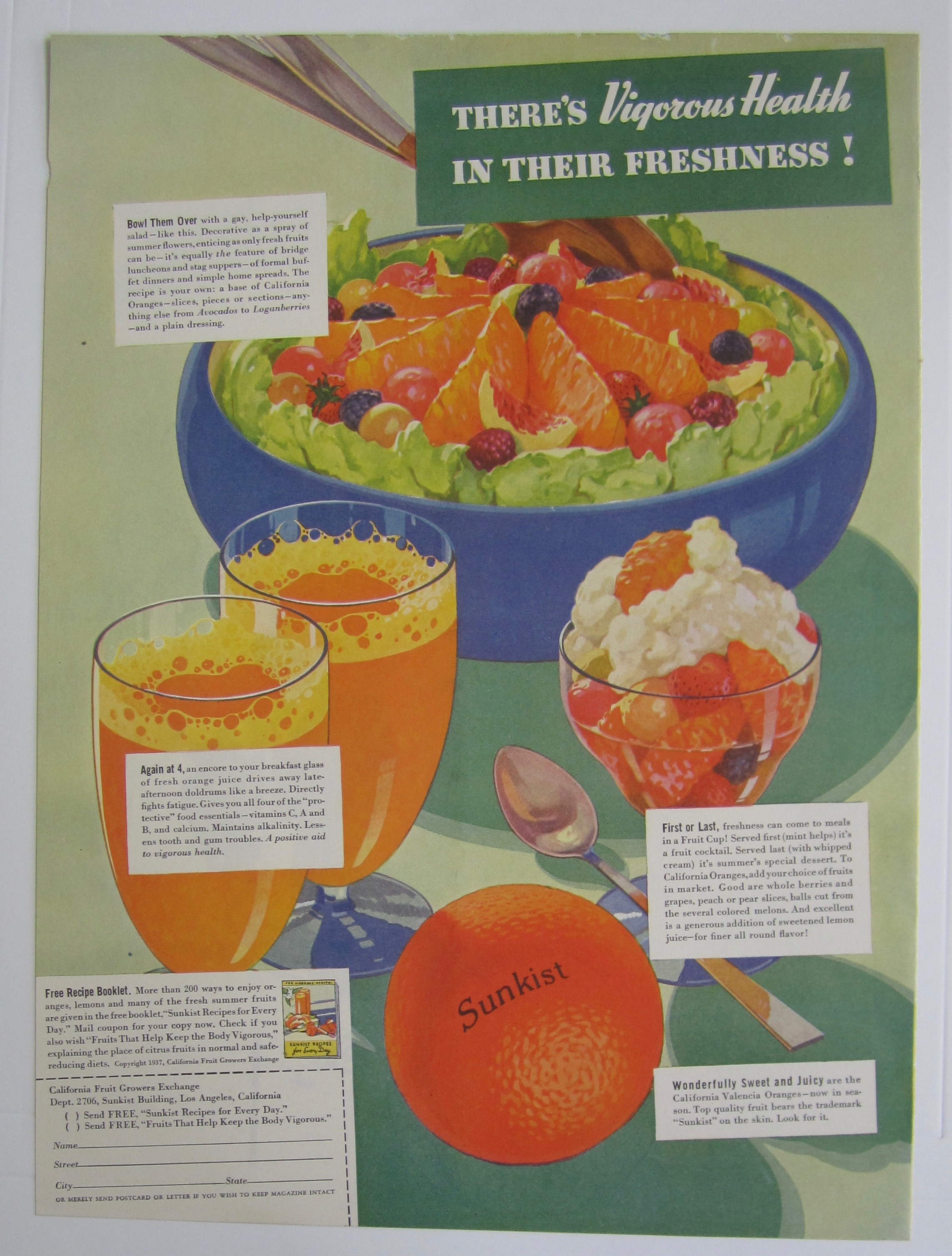 1937 Sunkist Oranges with Vigorous Health