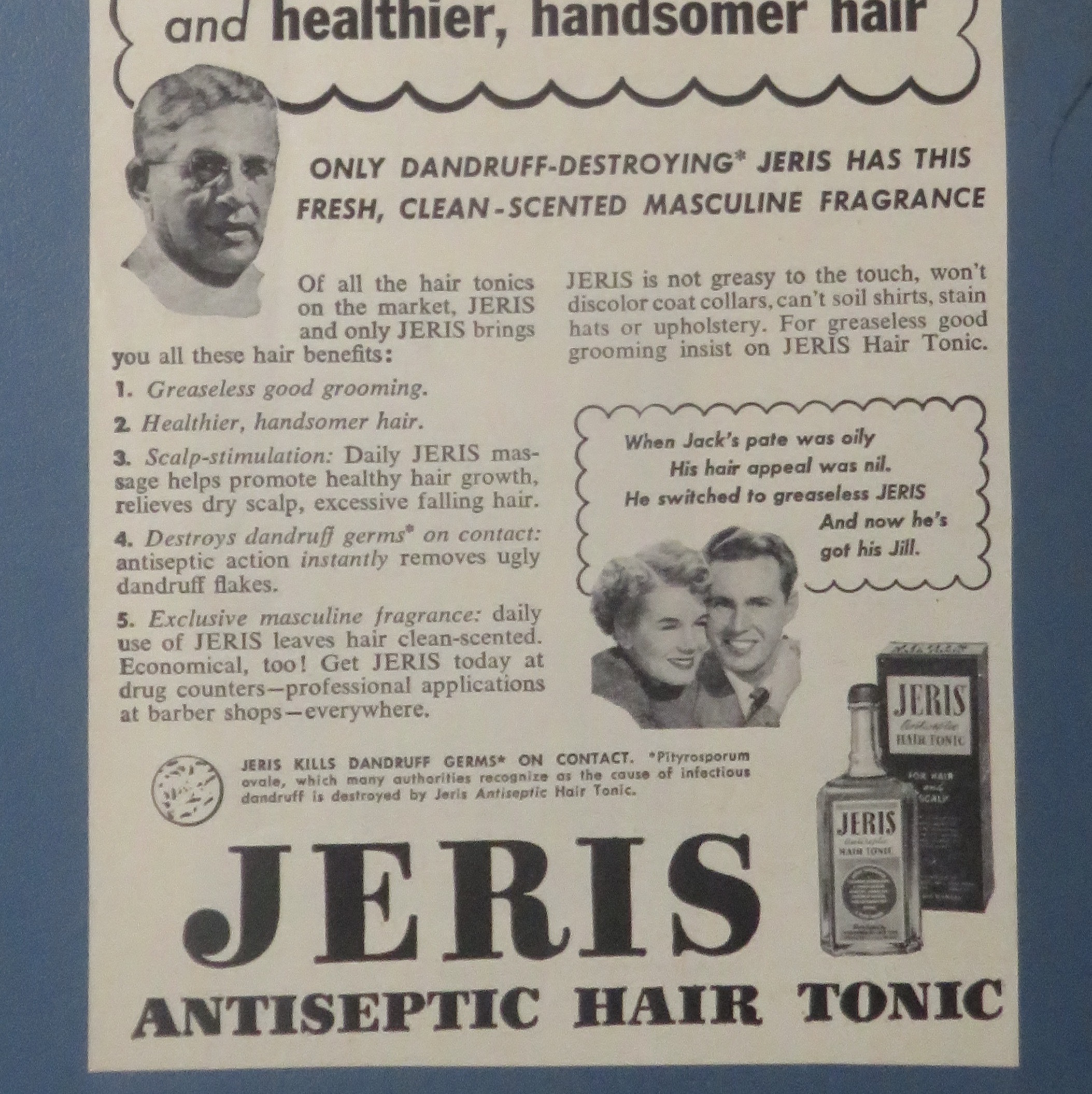 1940's Jeris Hair Tonic with Kirk Douglas