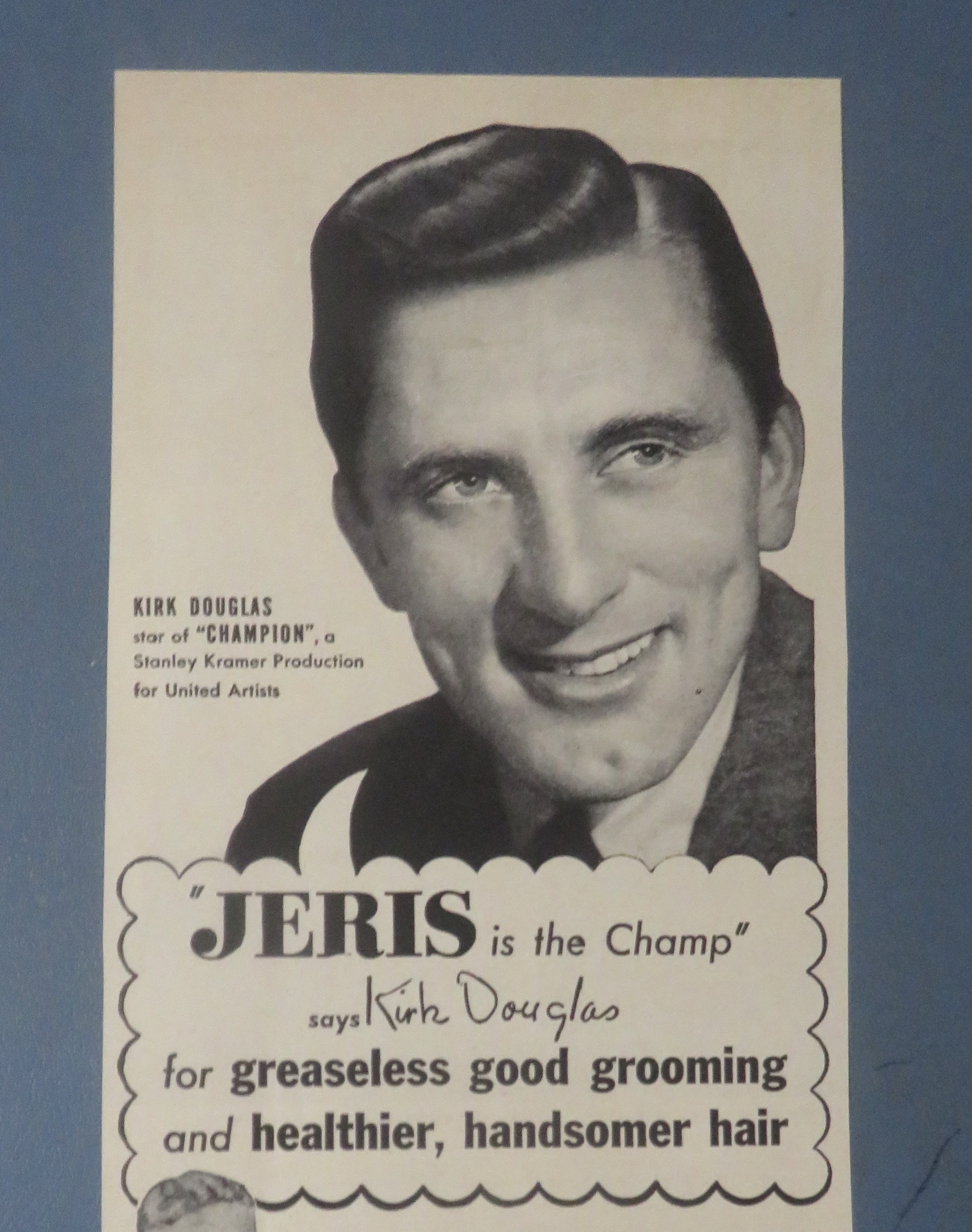 1940's Jeris Hair Tonic with Kirk Douglas