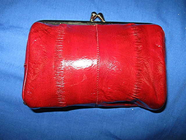 EEL Skin Make up Bag Burgandy Red