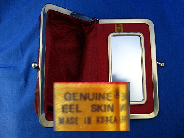 EEL Skin Make up Bag Burgandy Red