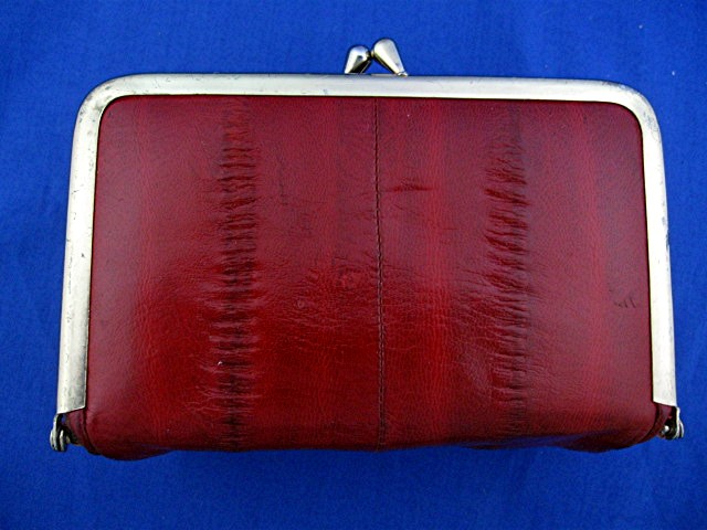 EEL Skin Make up Bag Burgandy Red