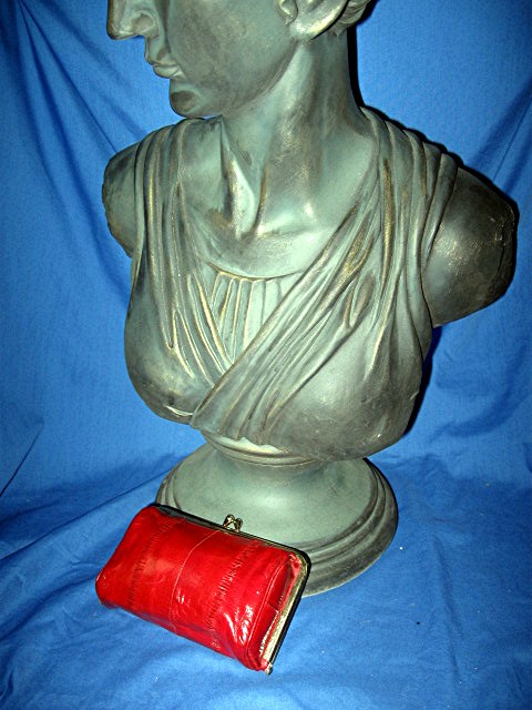EEL Skin Make up Bag Burgandy Red