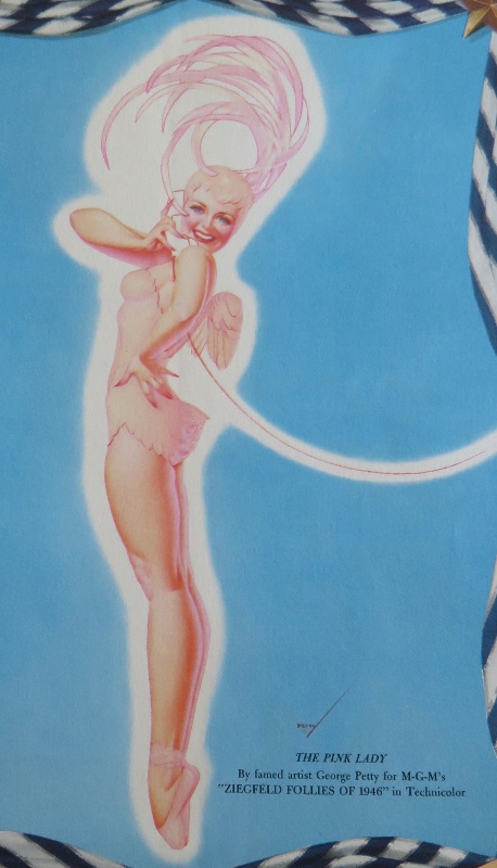 Original 1940's The Pink Lady Pin Up Wearing A Pink Outfit & A Pink Headdress By George Petty
