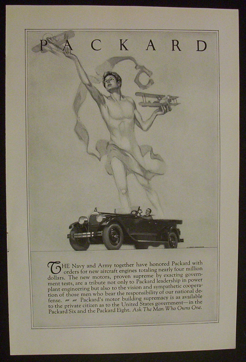 1926 Packard with a Man Holding Two Planes