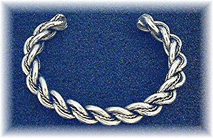 Silver Rope Twist  Cuff Bracelet