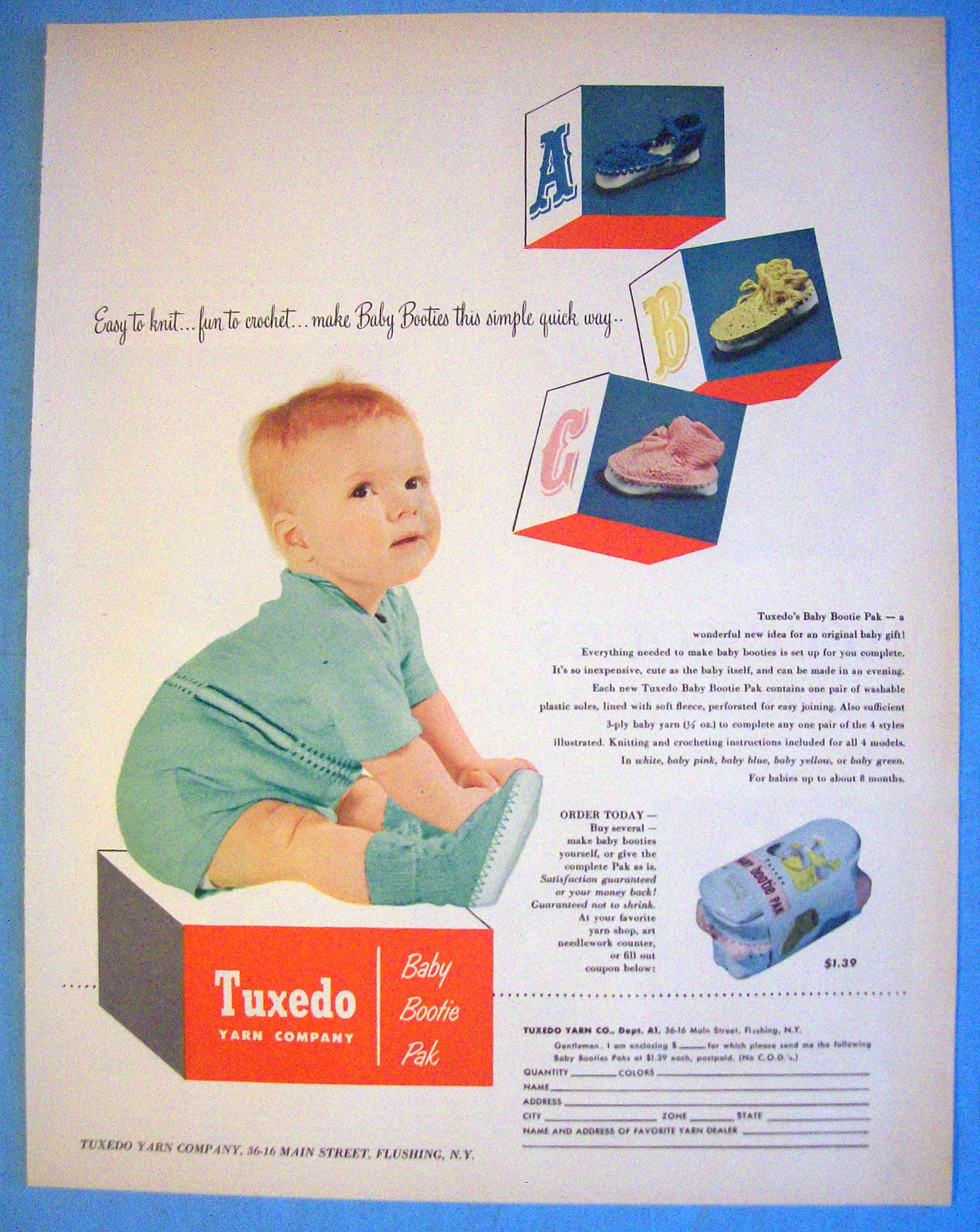 1952 Tuxedo Yarn Company With Little Baby Boy