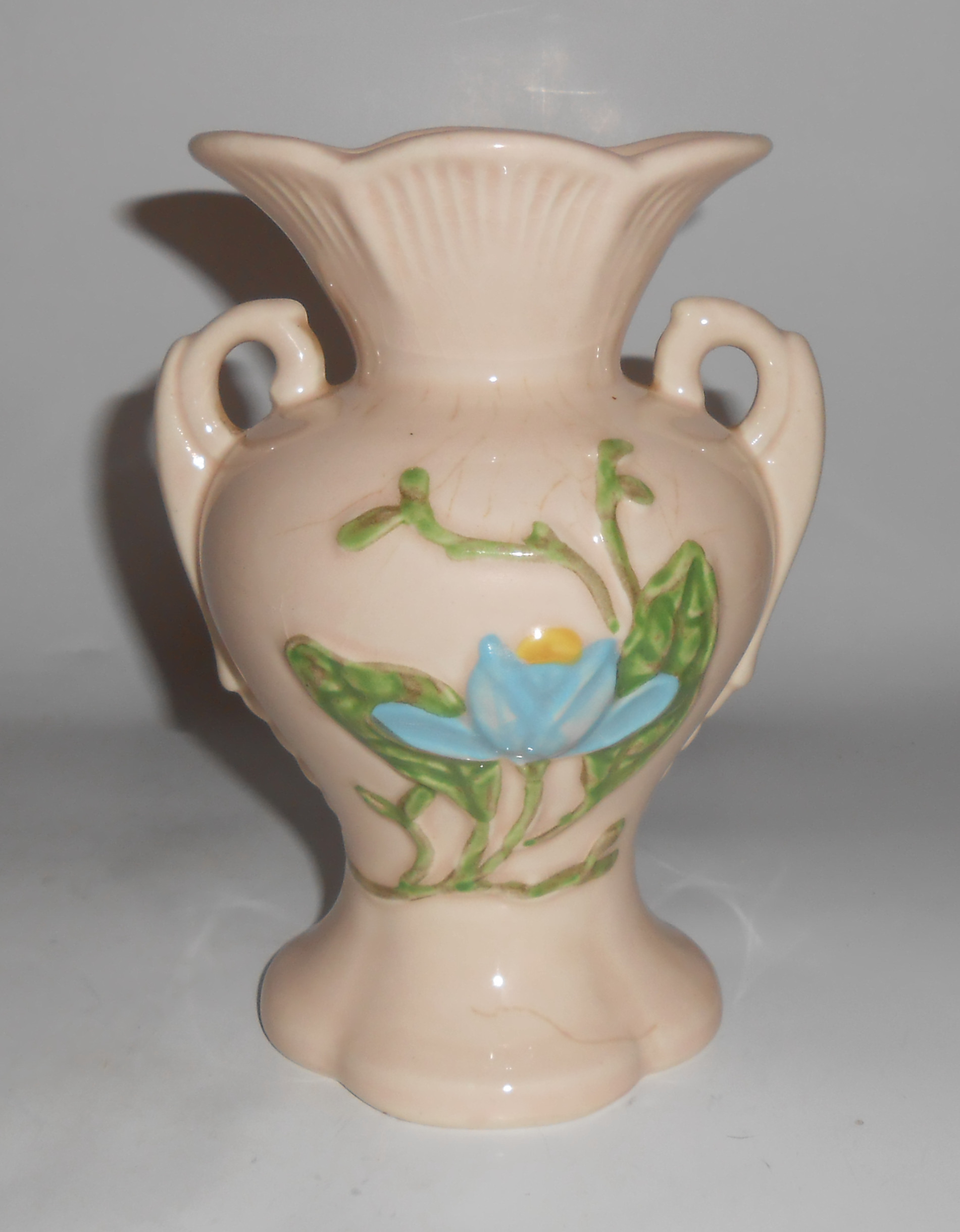 Hull Pottery Classic Pink W/Blue 2 Handle Vase!