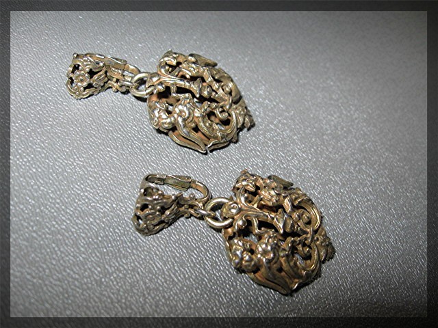 Napier Vintage Filigree Dangle Clip Earrings