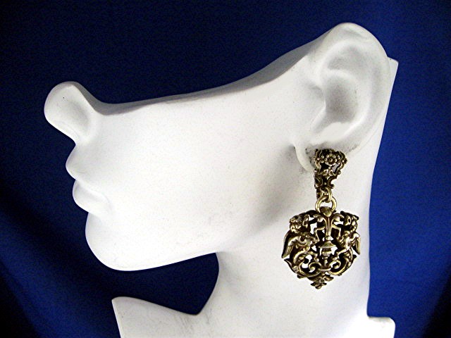 Napier Vintage Filigree Dangle Clip Earrings