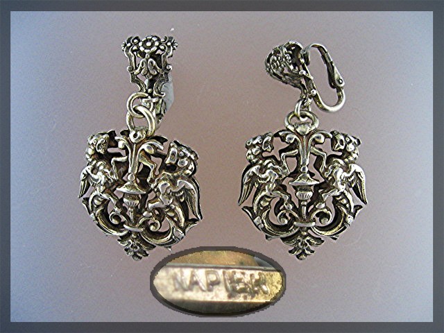 Napier Vintage Filigree Dangle Clip Earrings
