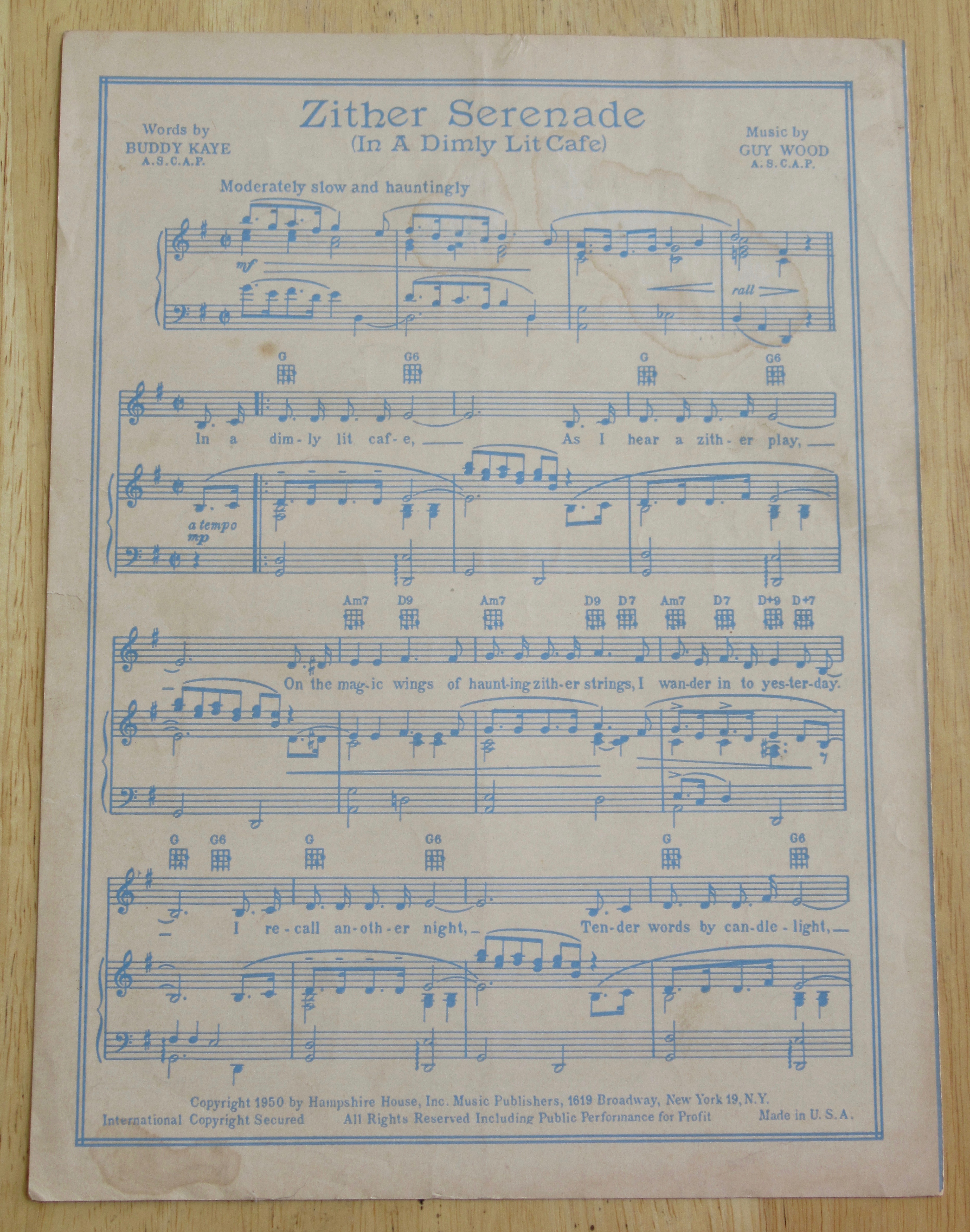 1950 Silver Dollar Sheet Music
