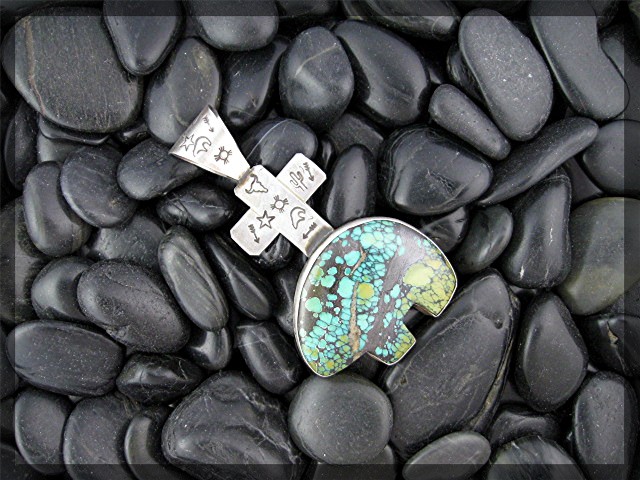 ROCKI GORMAN Sterling Silver Turquoise Bear Pendant