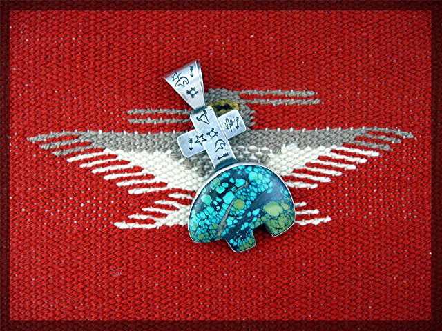 ROCKI GORMAN Sterling Silver Turquoise Bear Pendant