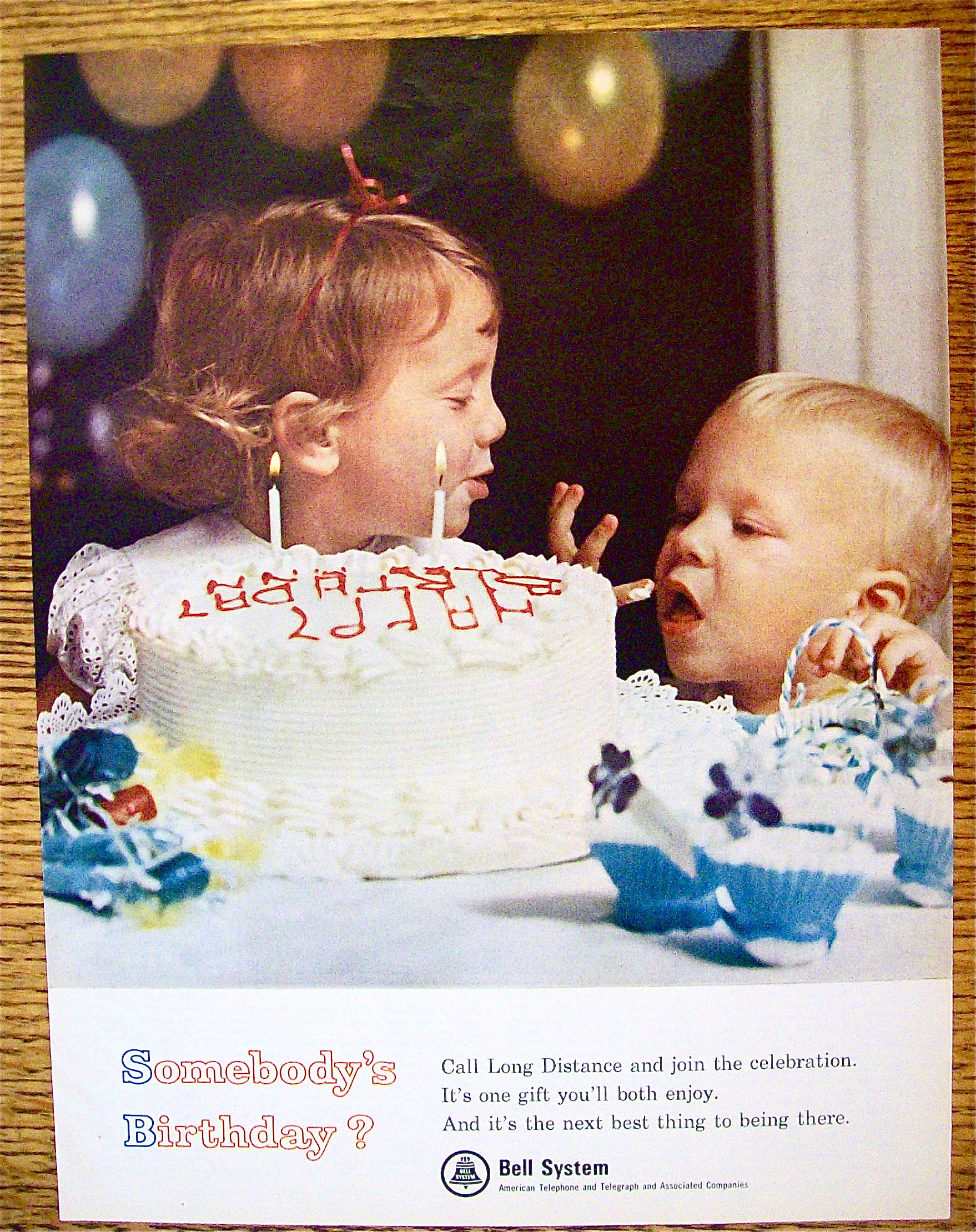 1965 Bell Telephone w/Girl Giving Boy Lick Of Frosting