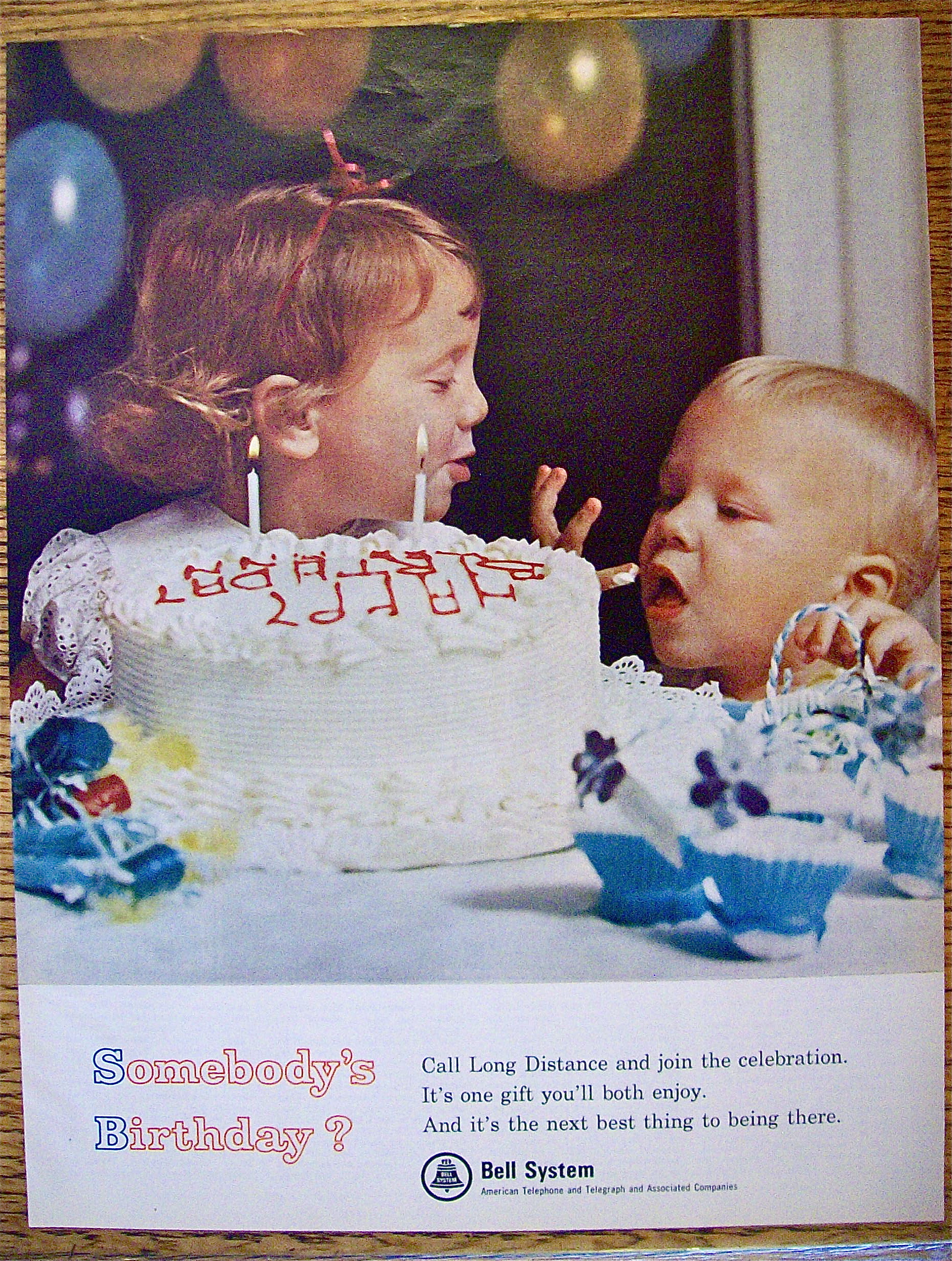 1965 Bell Telephone w/Girl Giving Boy Lick Of Frosting