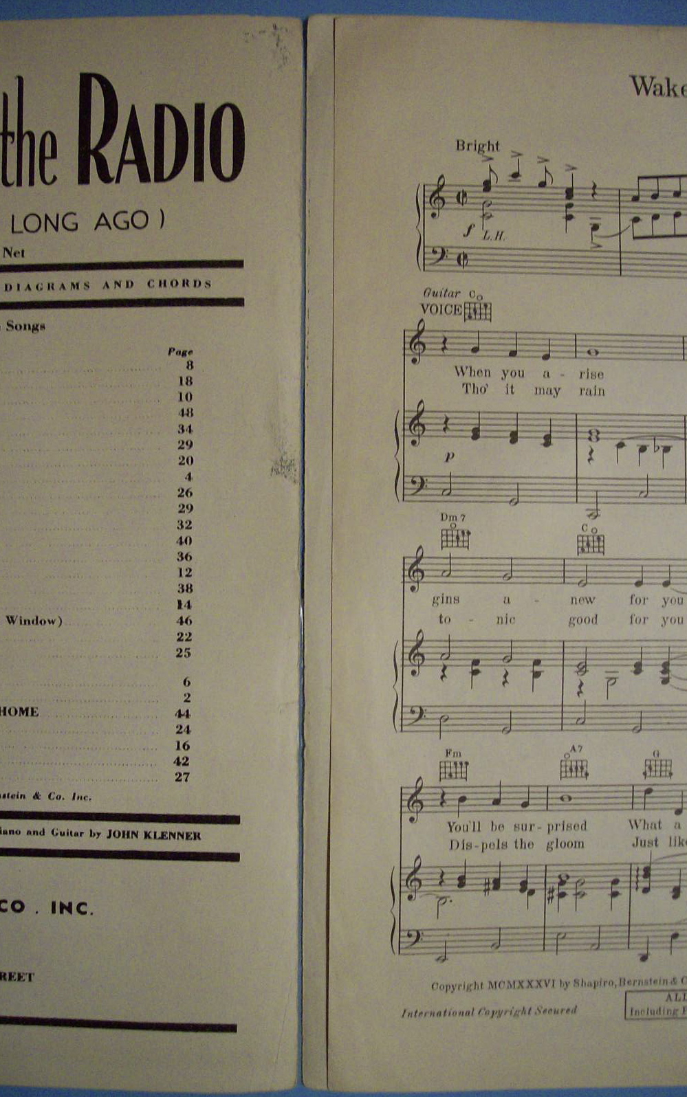 Sheet Music For 1936 Wake Up And Sing