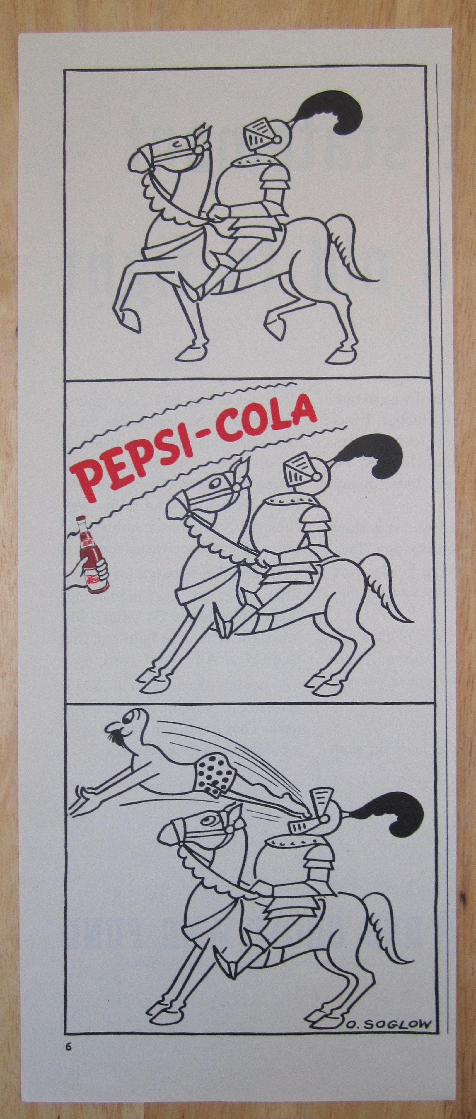 1942 Pepsi Cola with Knight In Shining Armor with Horse