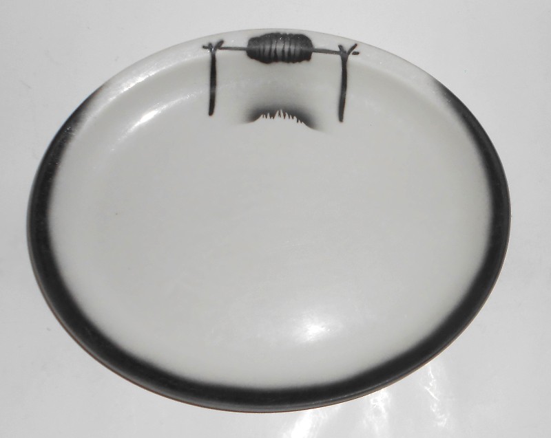 VINTAGE Jackson China Restaurant Black Airbrushed Barbeque Spit Western Platter