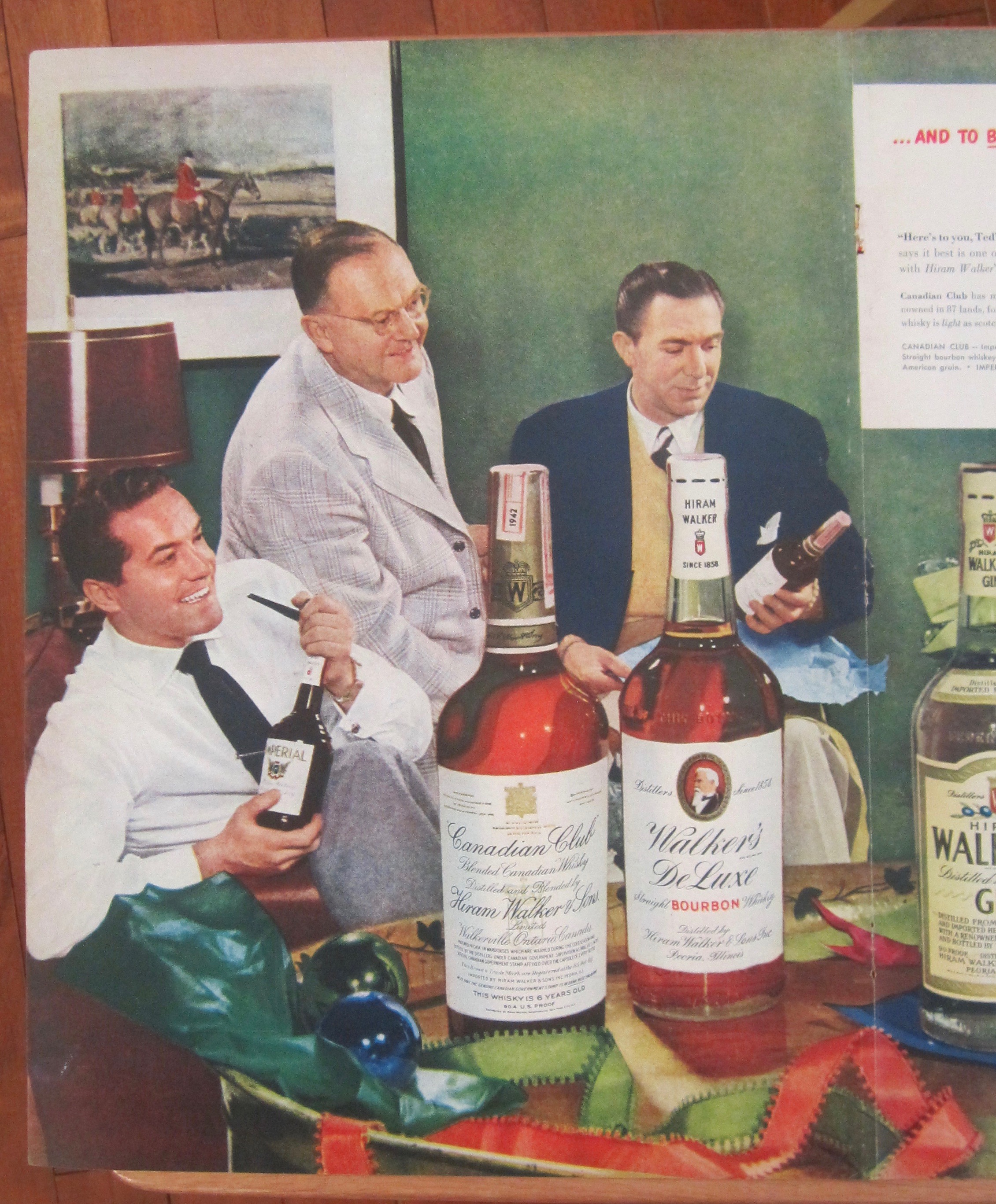 1948 Hiram Walker Gin w/Men Sitting Around with Bottles