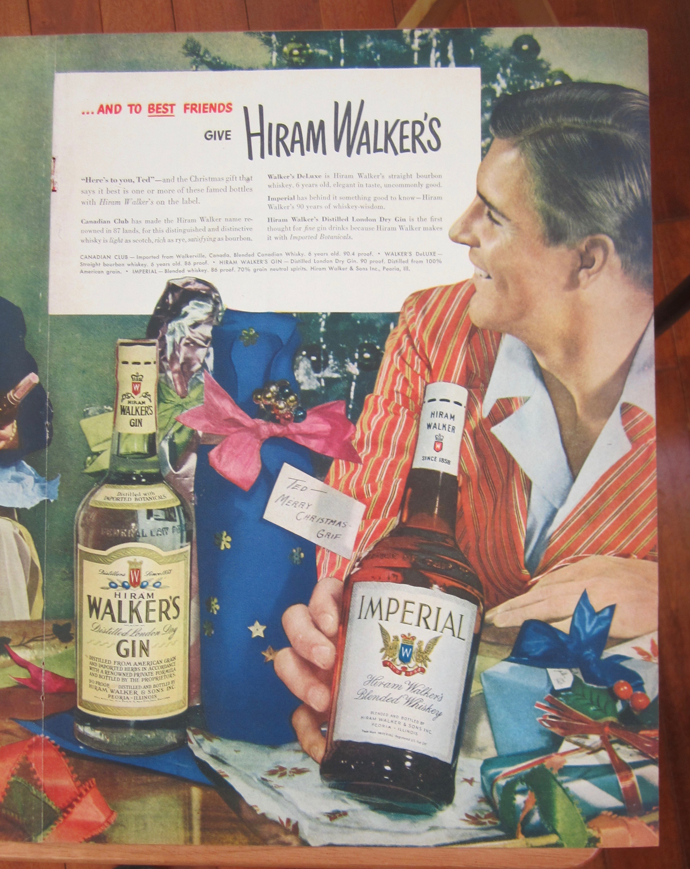 1948 Hiram Walker Gin w/Men Sitting Around with Bottles
