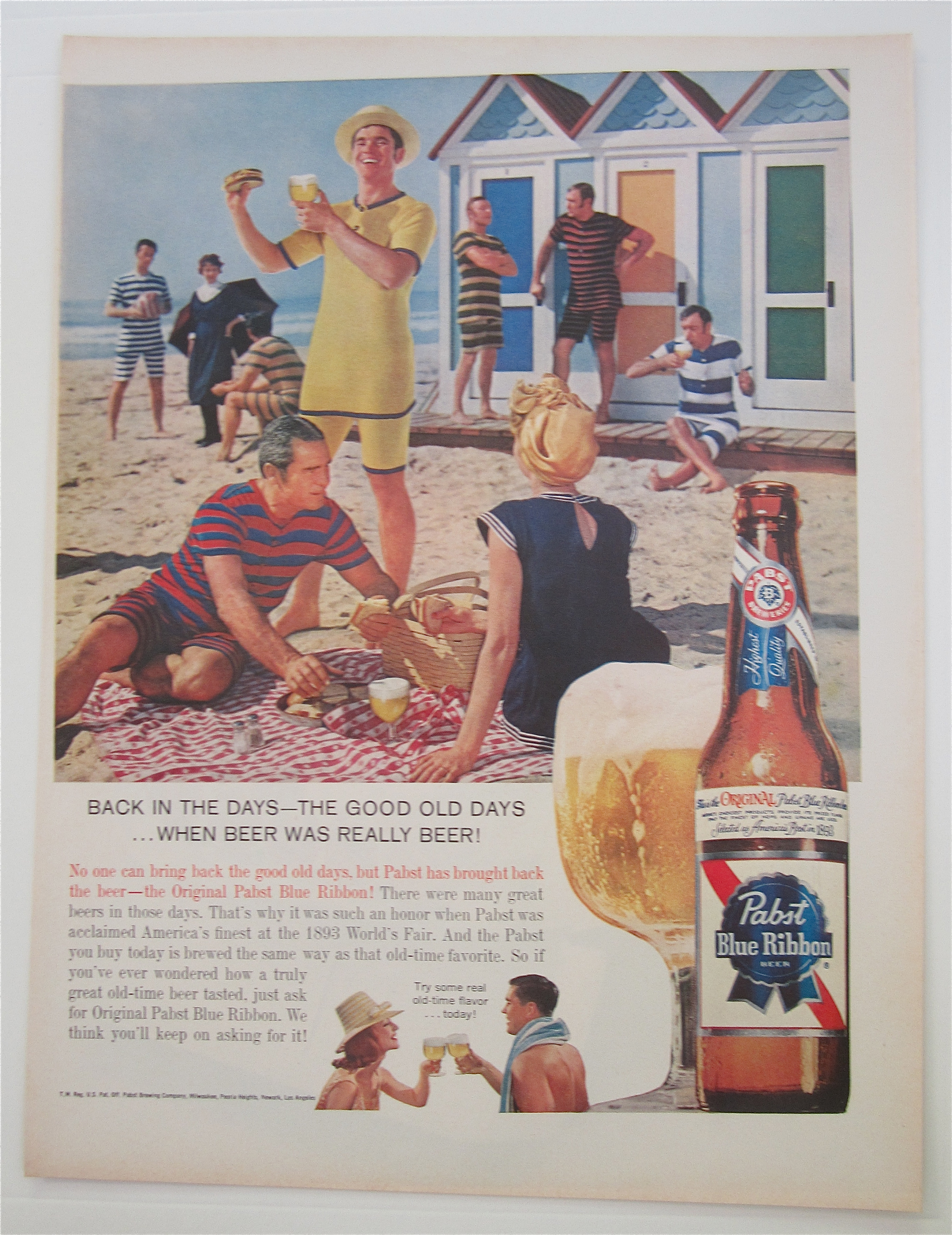 1960 Pabst Blue Ribbon Beer with Man on the Beach