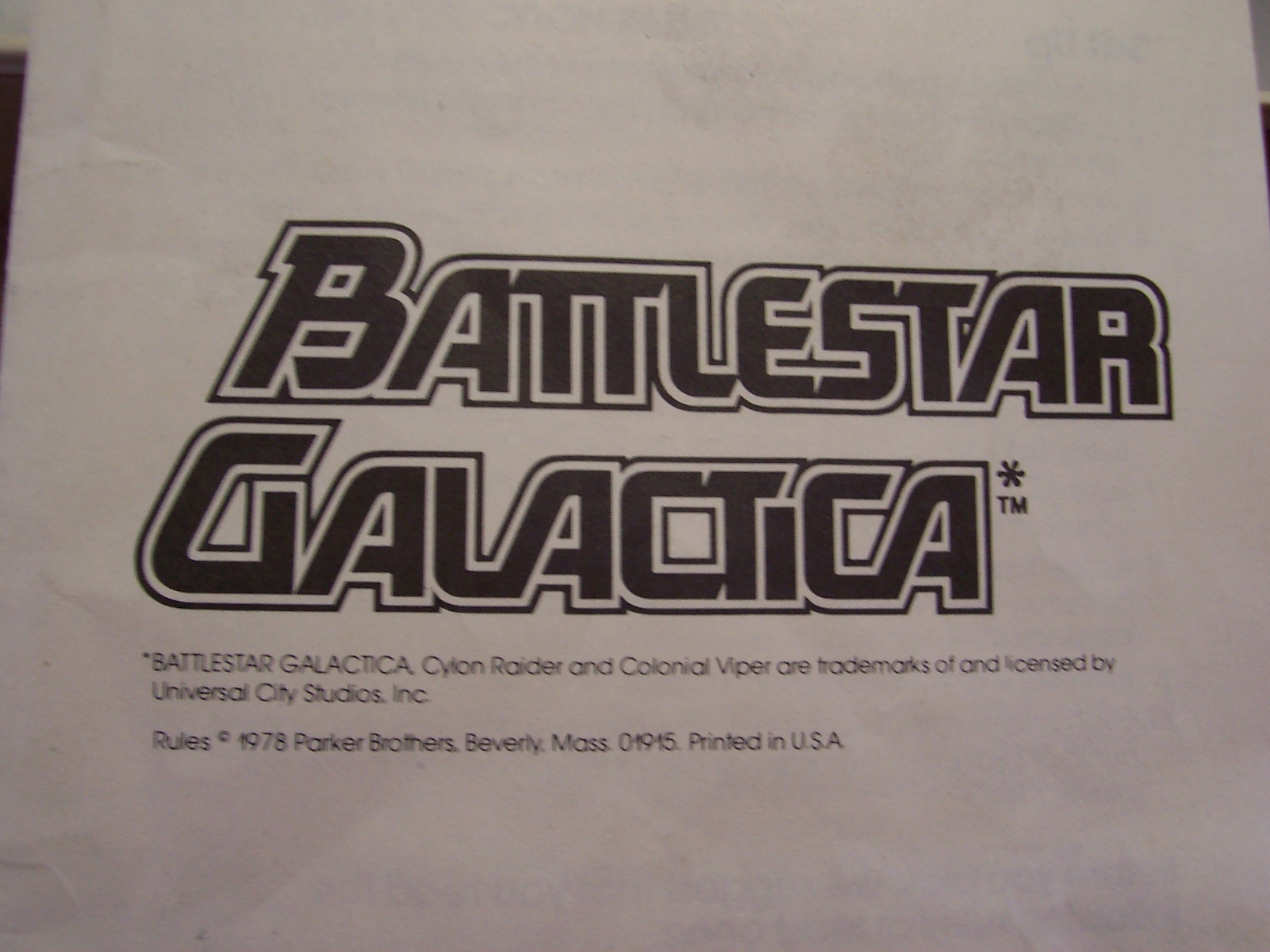 Battlestar Galactica Game Parker Bros 1978