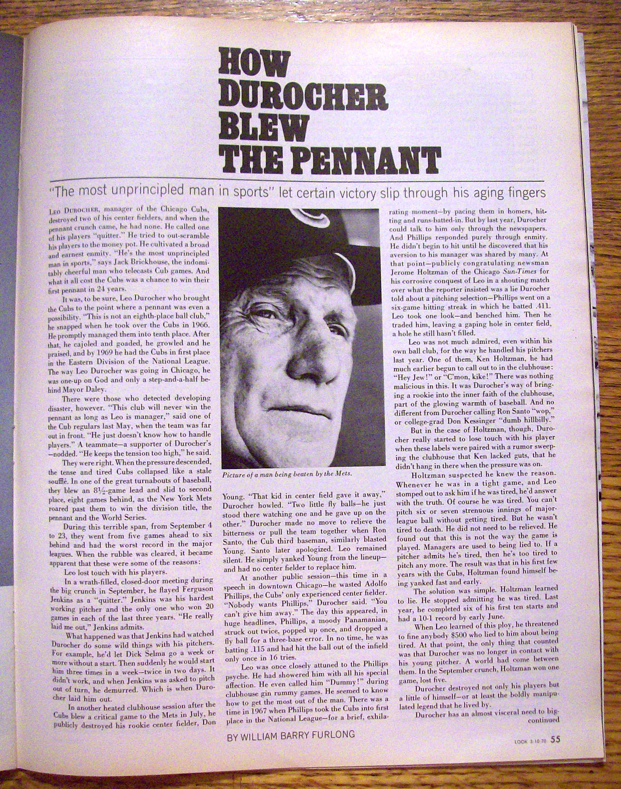 Look Magazine-March 10, 1970-Durocher Blows Pennant