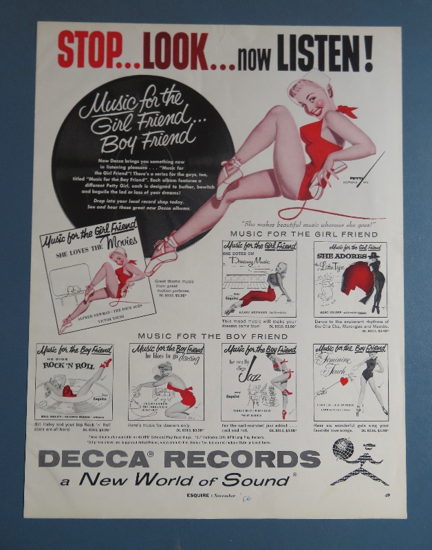 1956 Decca Records with Lovely Woman In Red Holding Telephone By George Petty