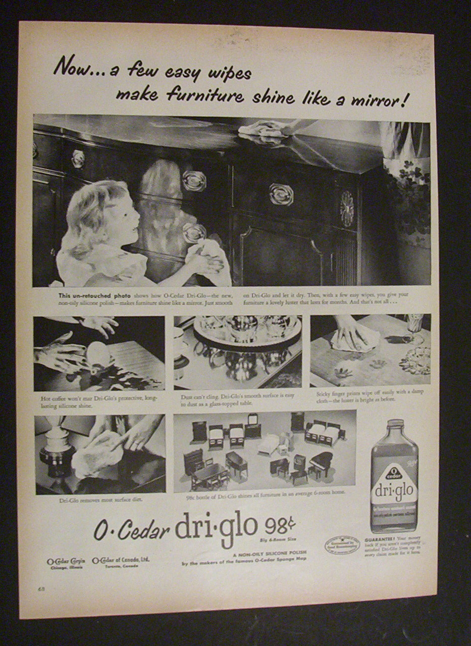 1951 Dual Ad: Rayve Shampoo & O Cedar Dri Glo