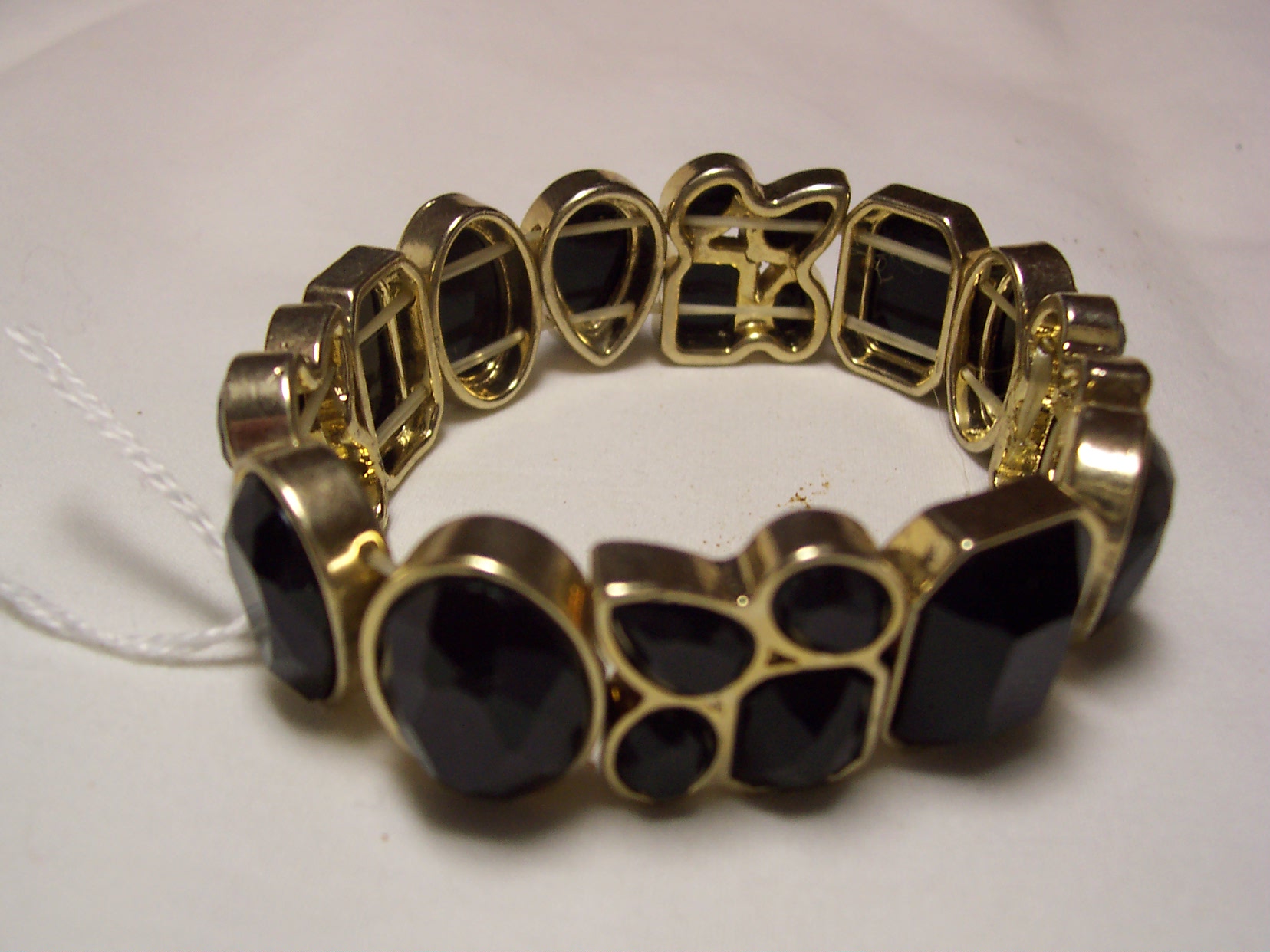 Black Gold Trim Stretch Bracelet Unique 80s