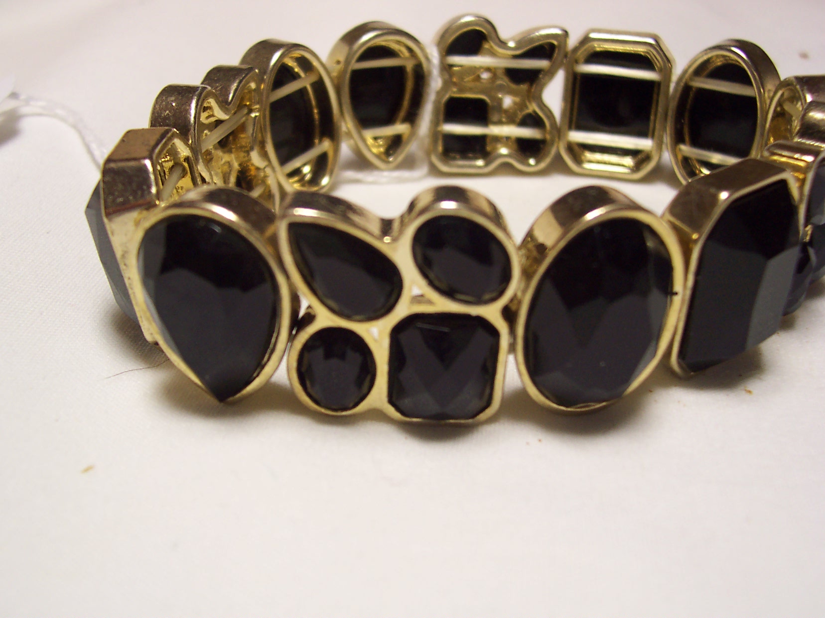 Black Gold Trim Stretch Bracelet Unique 80s