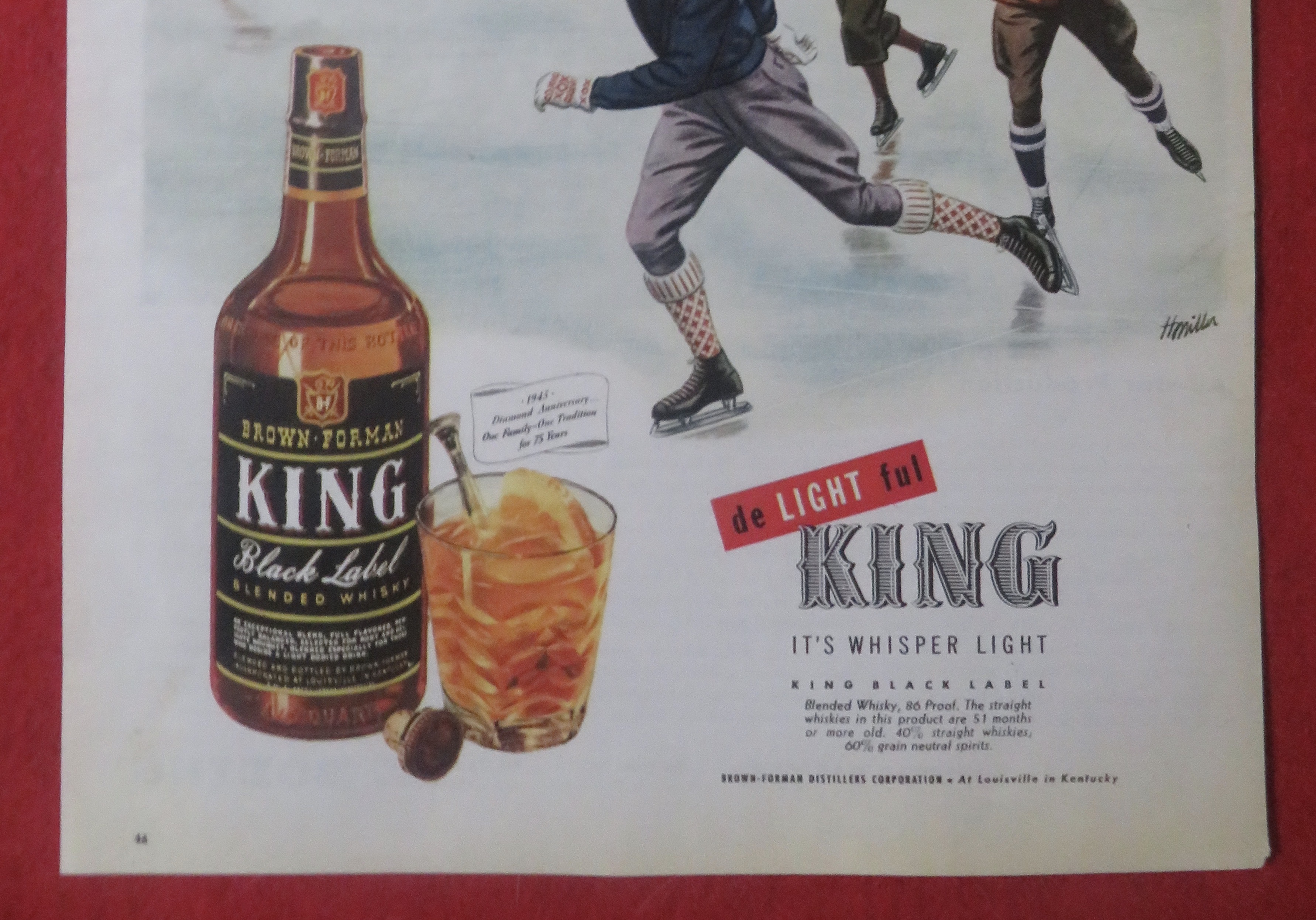 1948 Brown Forman King Whiskey with Men Skating