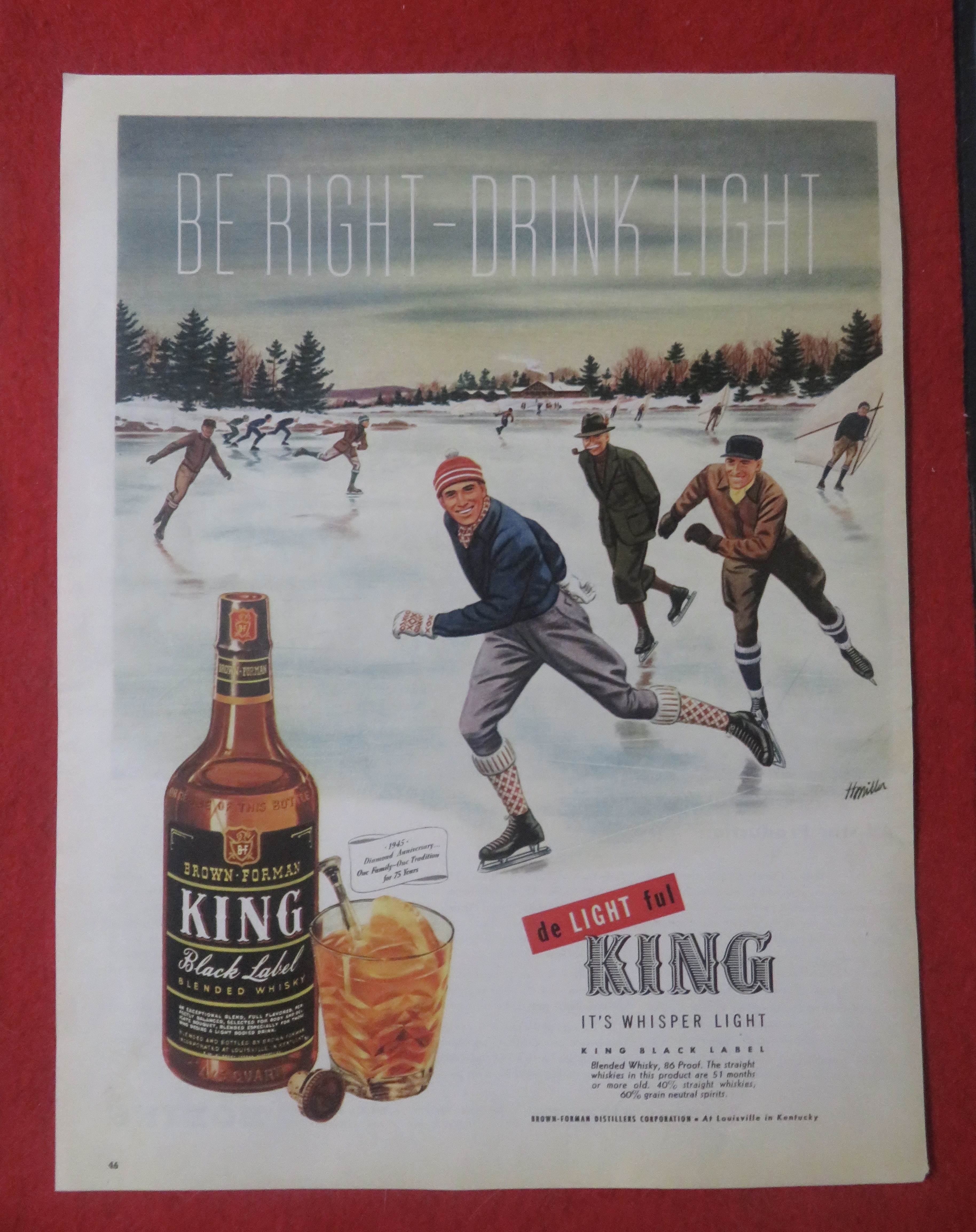 1948 Brown Forman King Whiskey with Men Skating