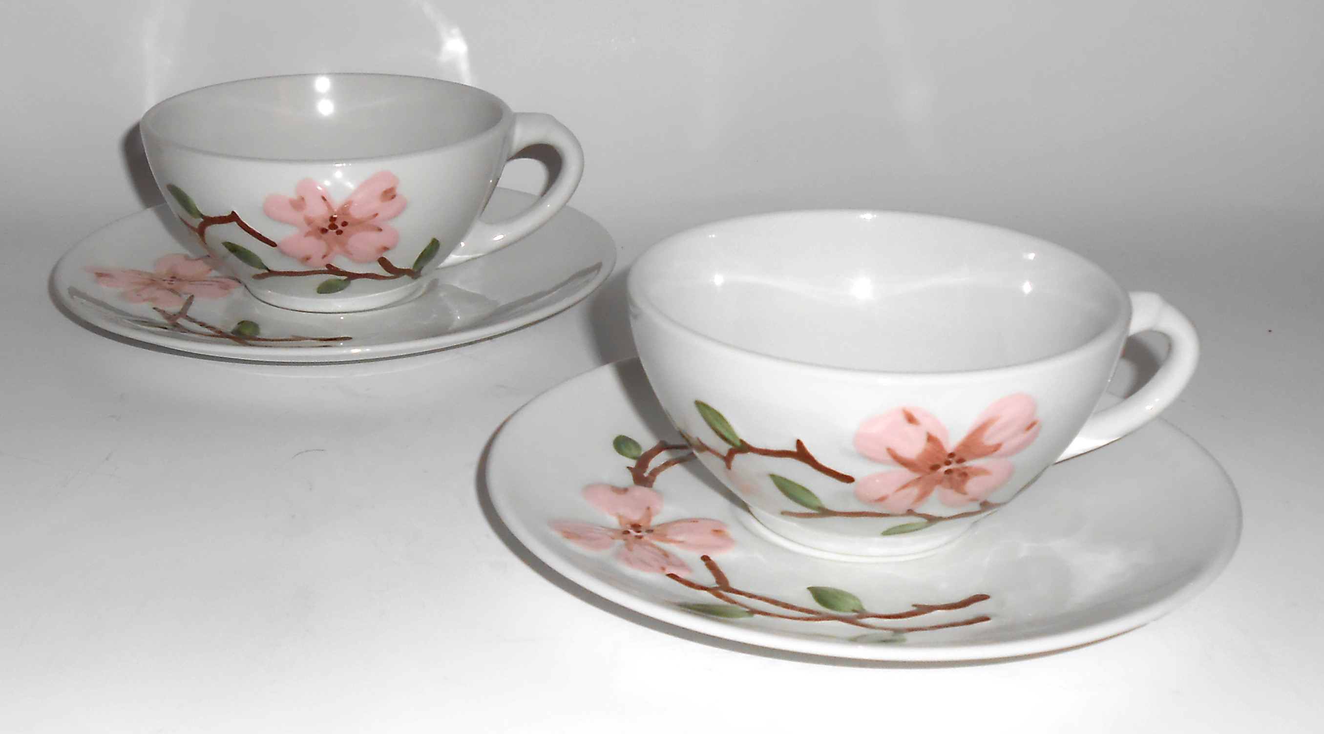 California Ceramics Orchard Ware Pink Dogwood 2 Cups/Sa