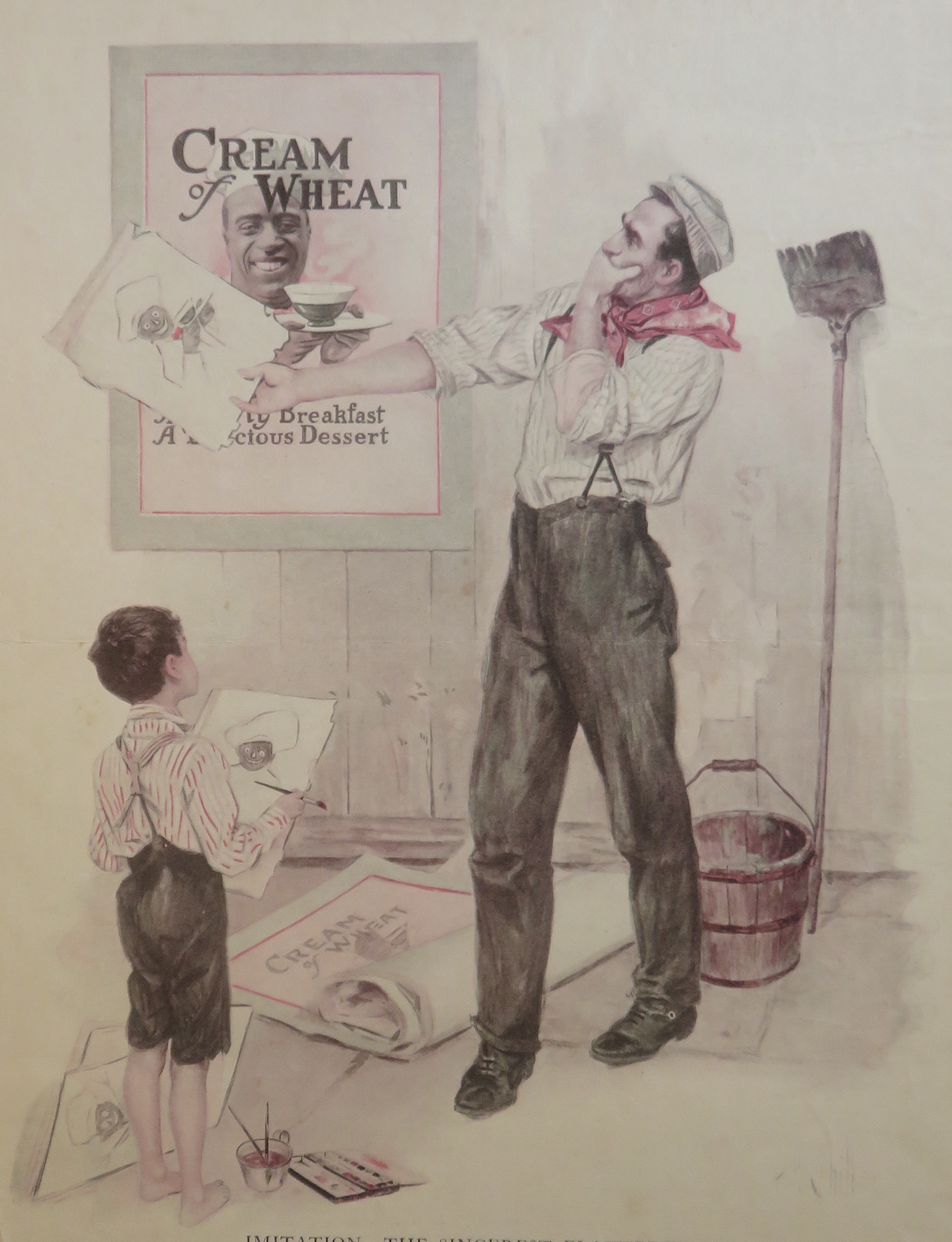 1920 Cream Of Wheat Cereal with Man Trying to Draw