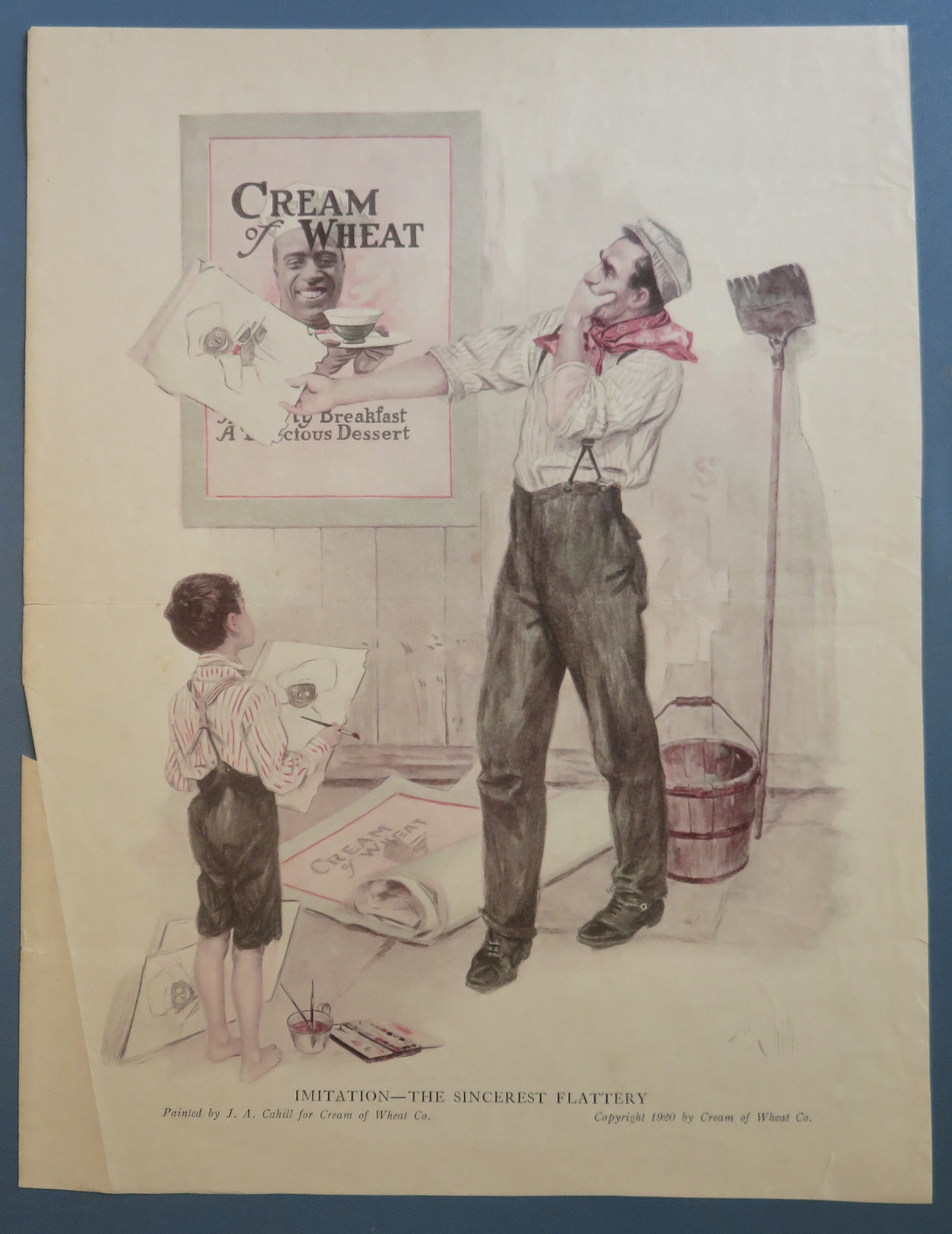 1920 Cream Of Wheat Cereal with Man Trying to Draw